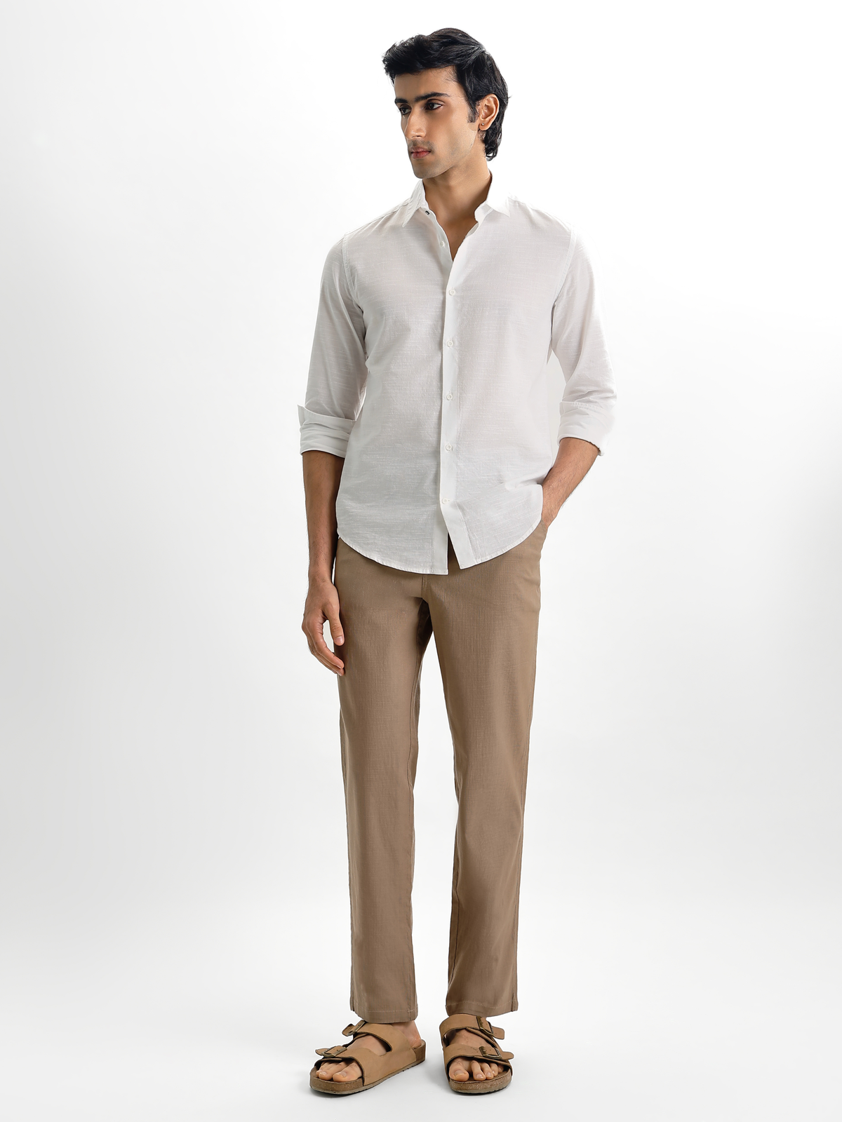 Sand Khaki Linen Trousers