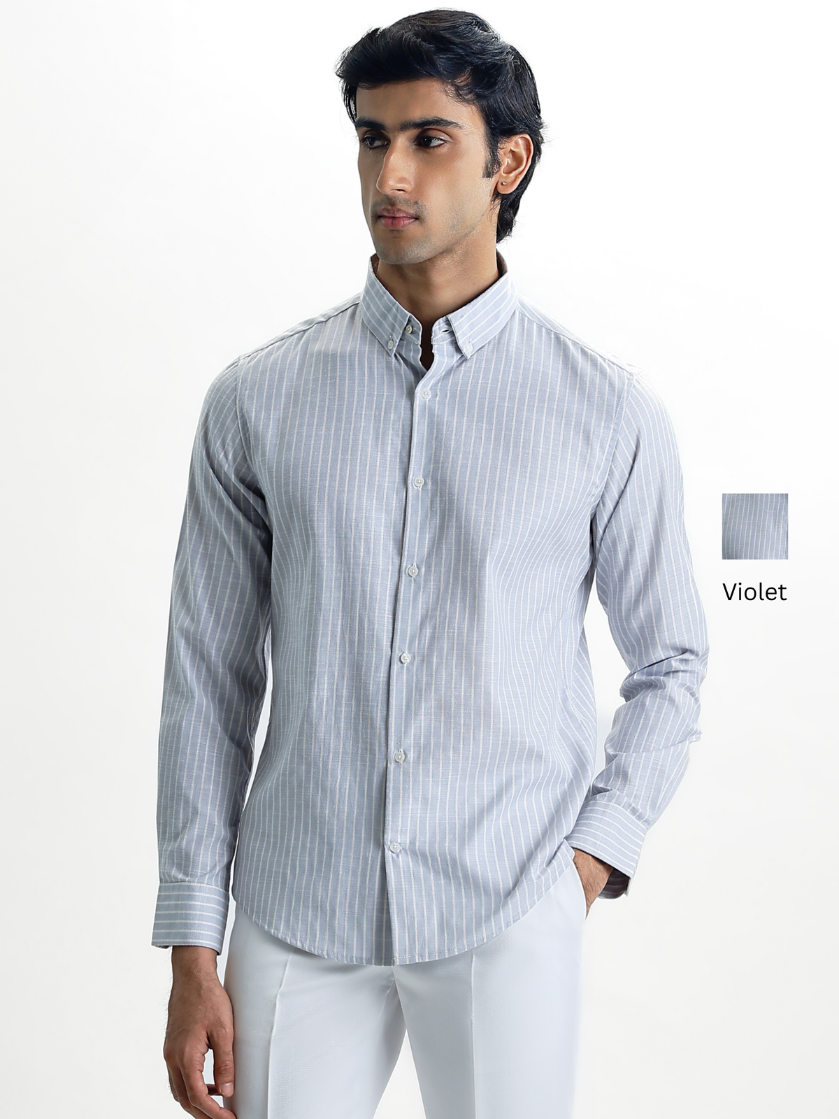 Evor- Regular Fit Striped Linen Shirt