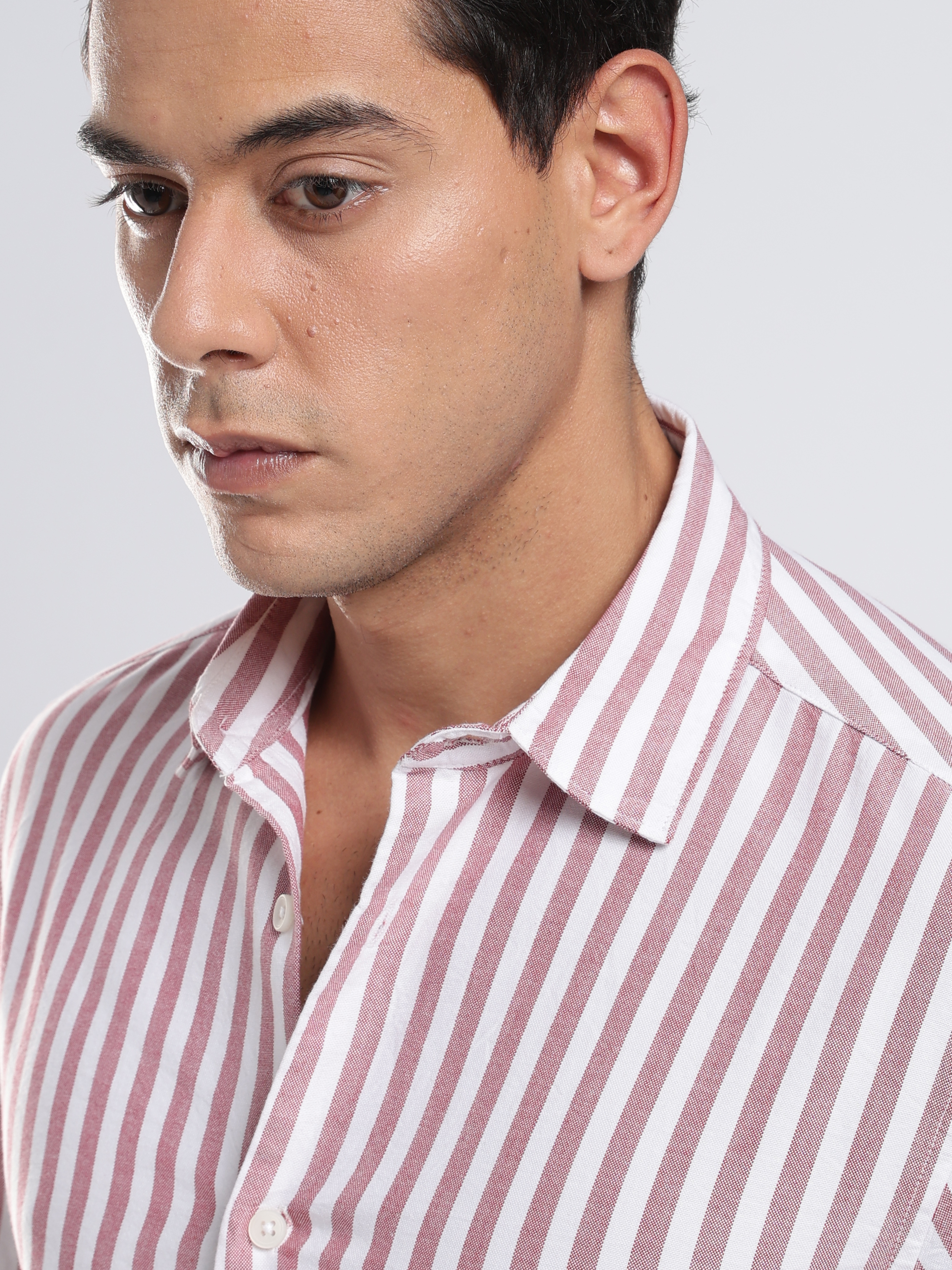 Maroon Crest Stripes Shirt