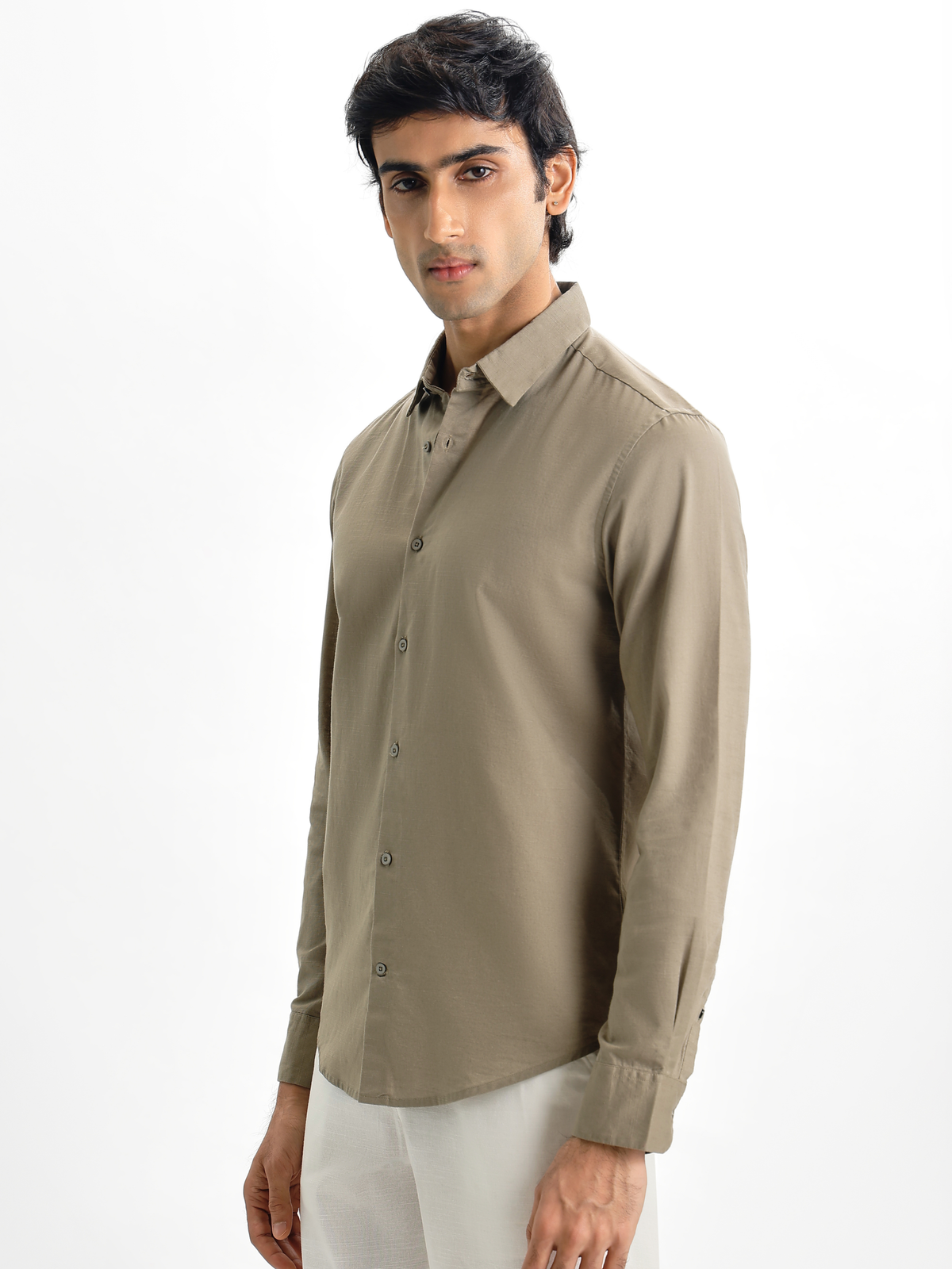 Arlo- Beige Regular Fit Solid Linen Shirt