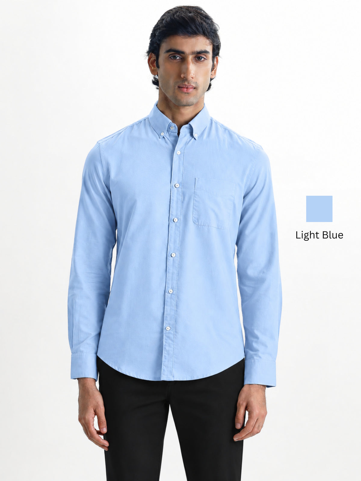 AUXOR- Light Blue Regular Fit Oxford Cotton Shirt