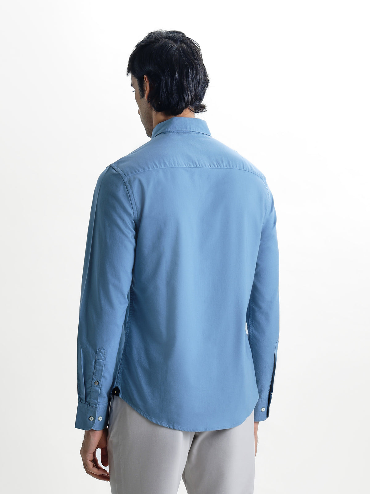 AUXOR-Steel Blue Regular Fit Oxford Cotton Shirt