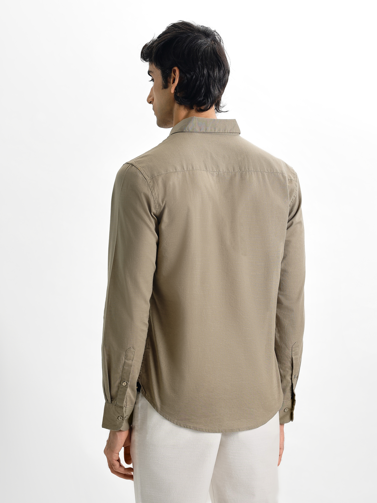 Arlo- Beige Regular Fit Solid Linen Shirt