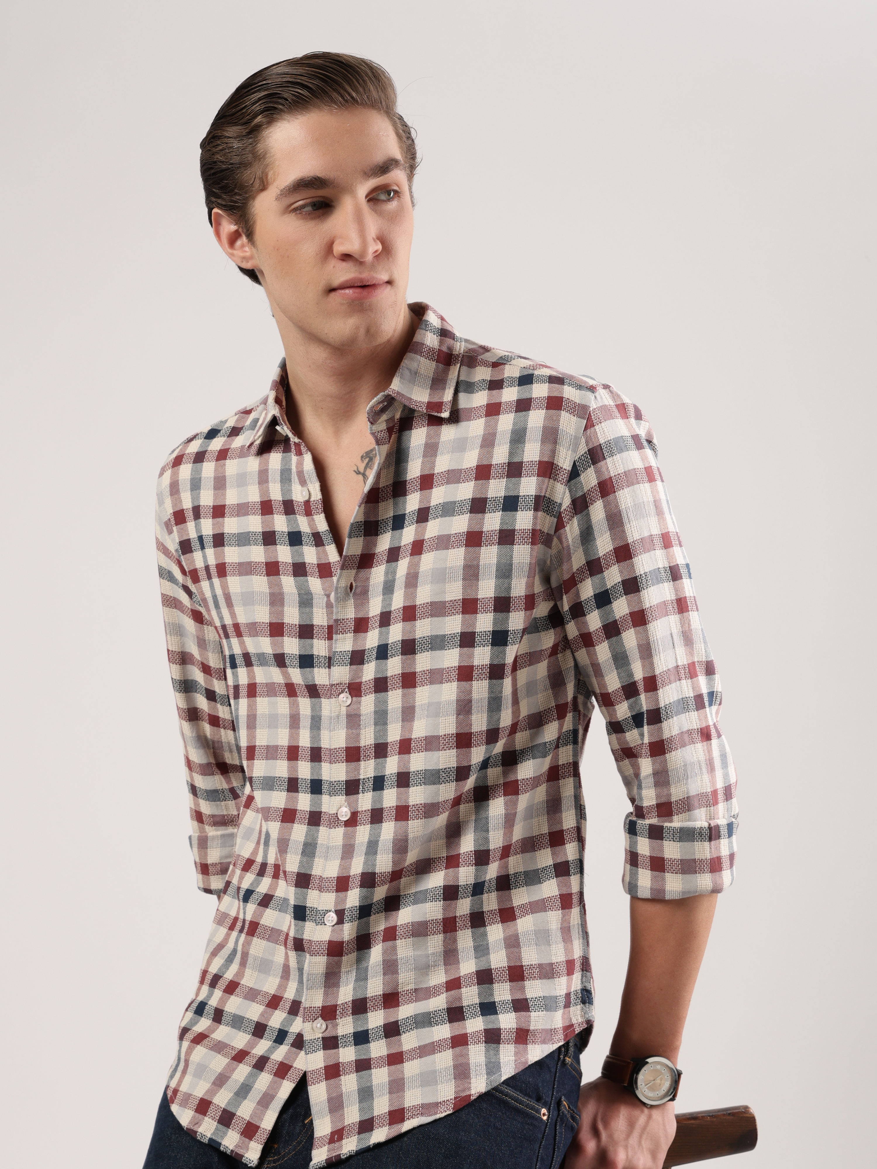 Maroonfield Weave Check Shirt