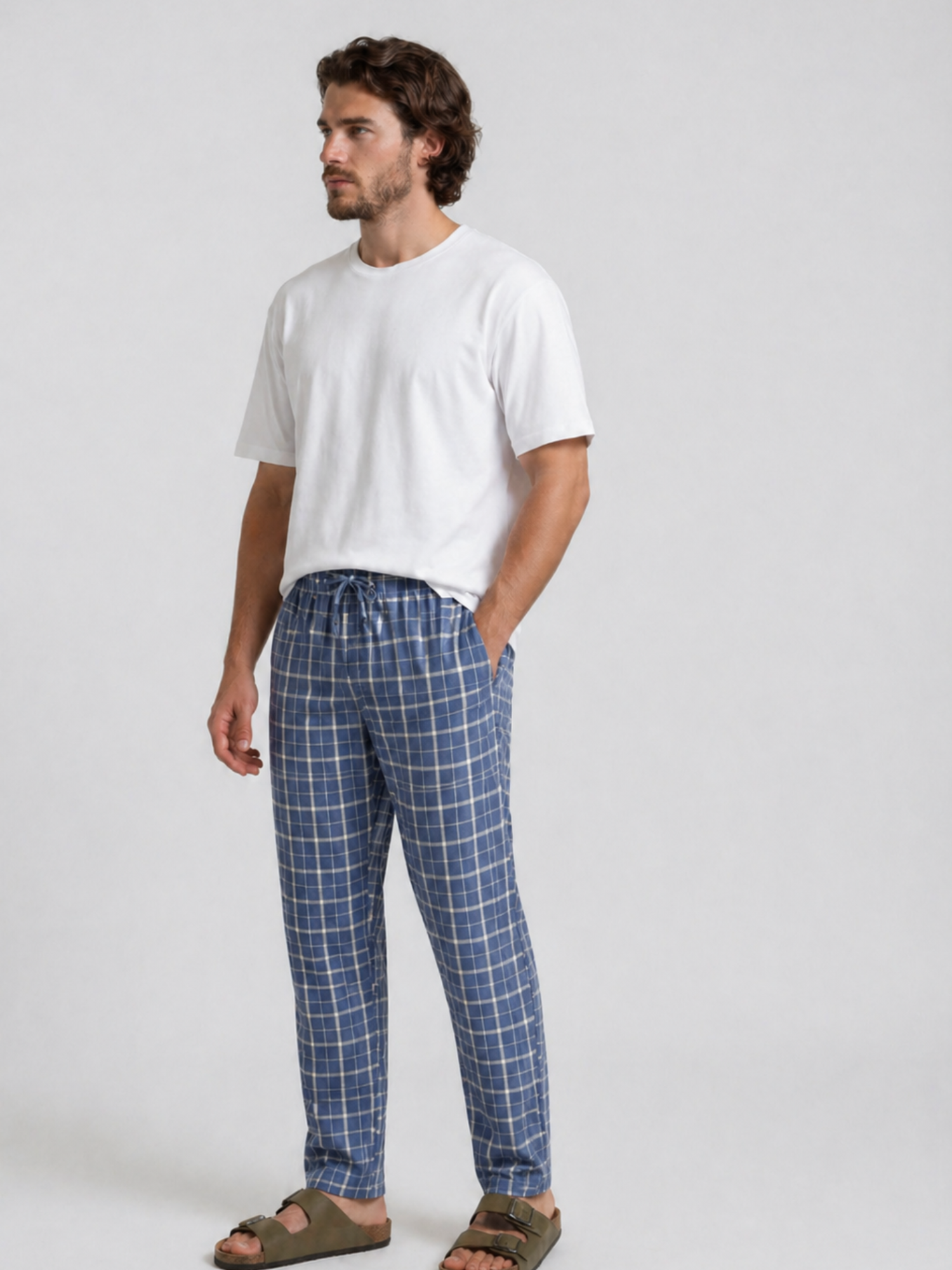 Navy Blue Checks Pyjamas
