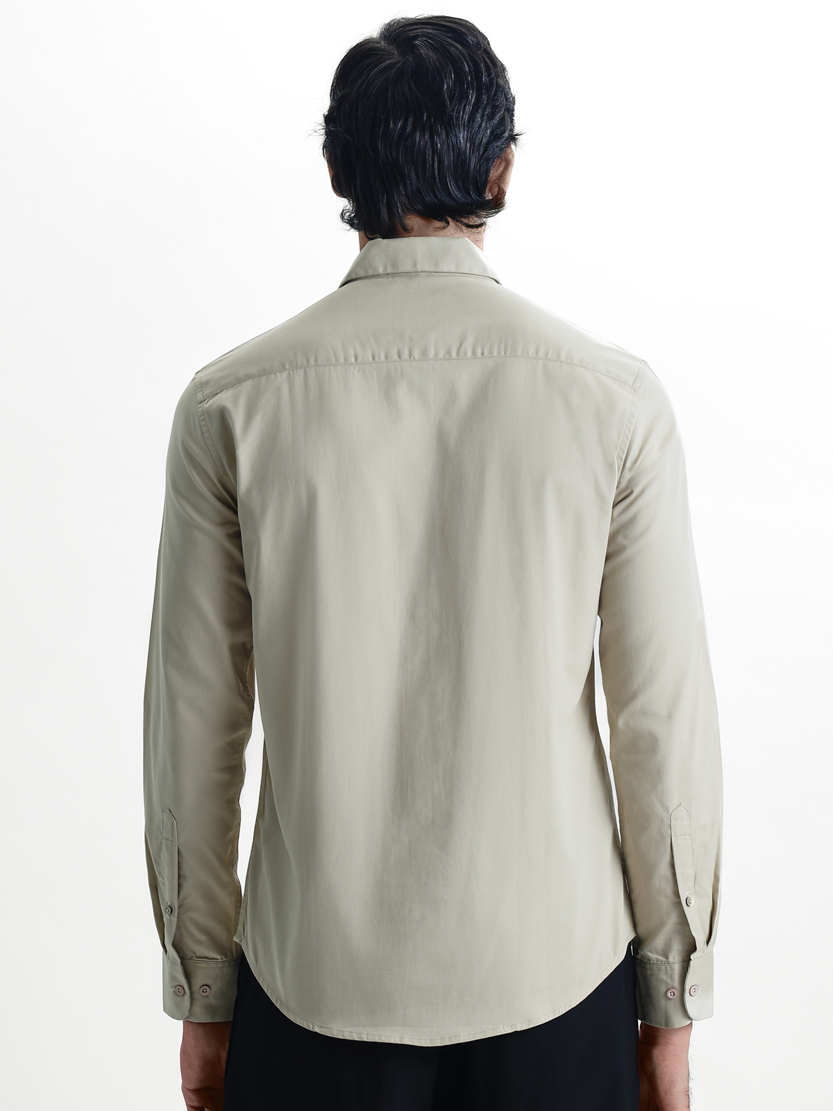 VINCENT-CLAY BEIGE REGULAR FIT PEACH FINISH COTTON SHIRT