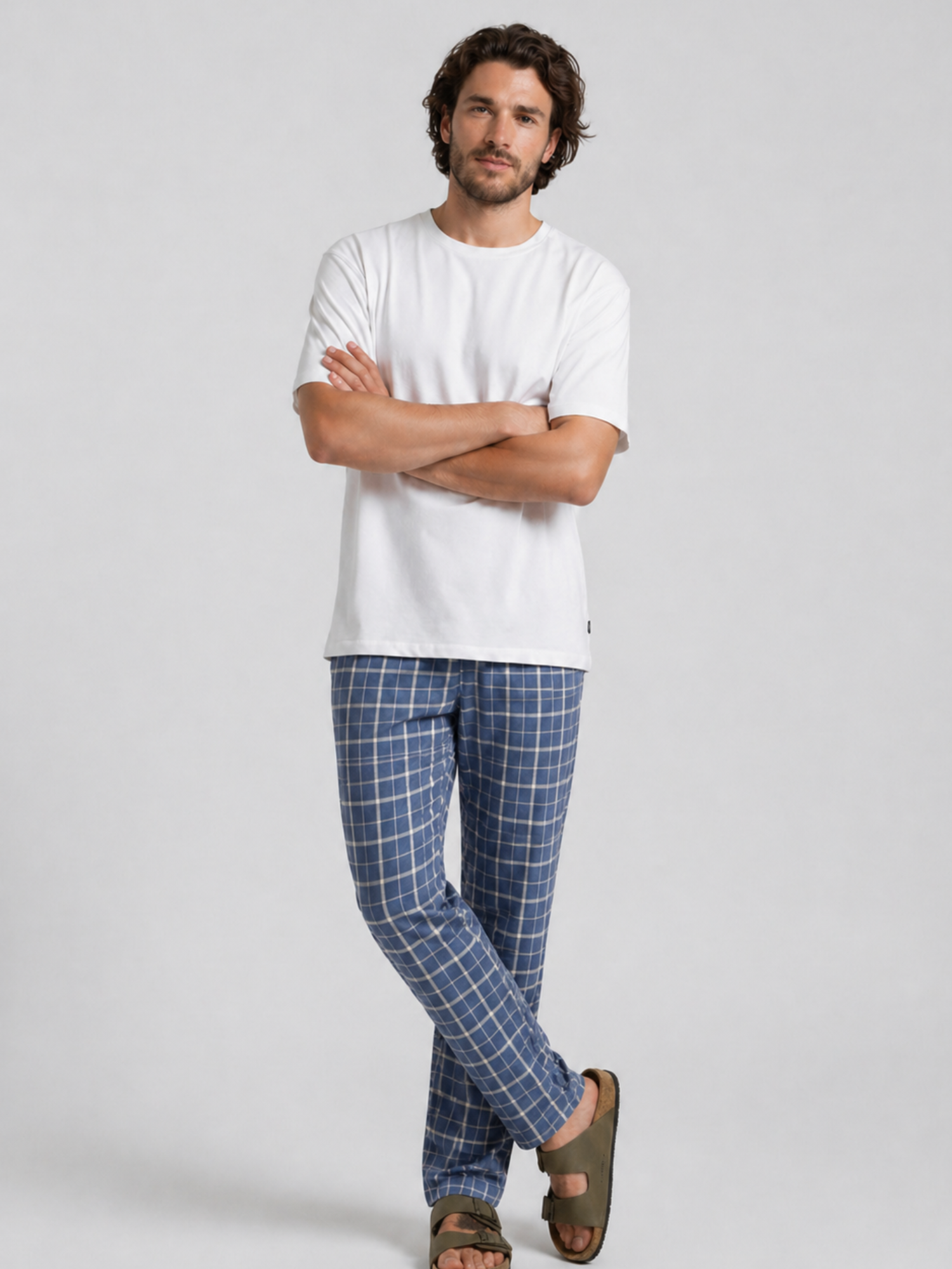 Navy Blue Checks Pyjamas