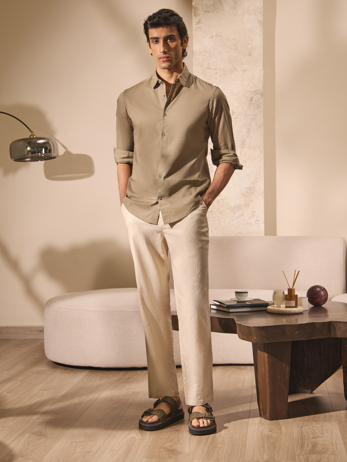 Natural Cream Linen Trousers