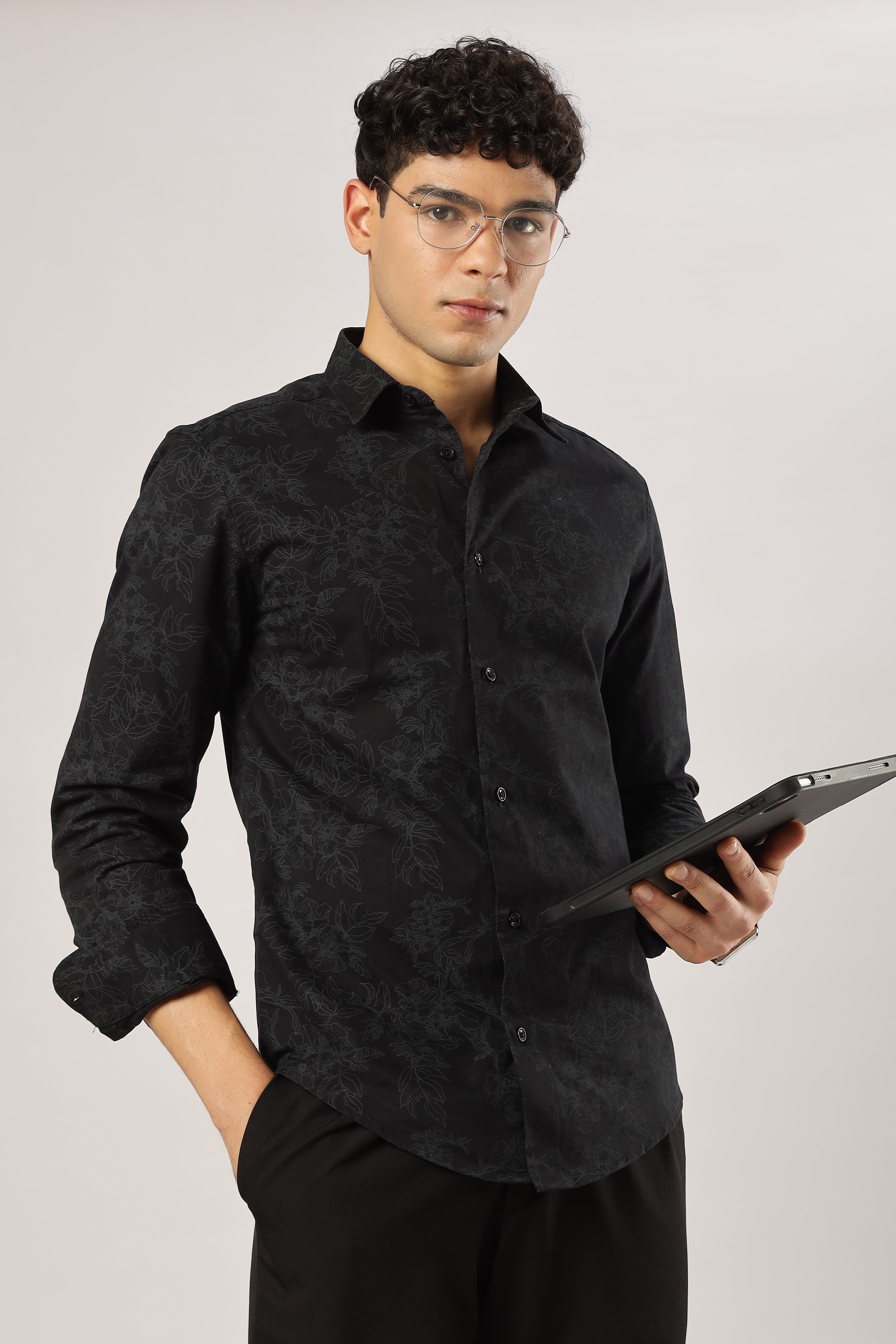 Heavy Midnight Floral Sketch Shirt