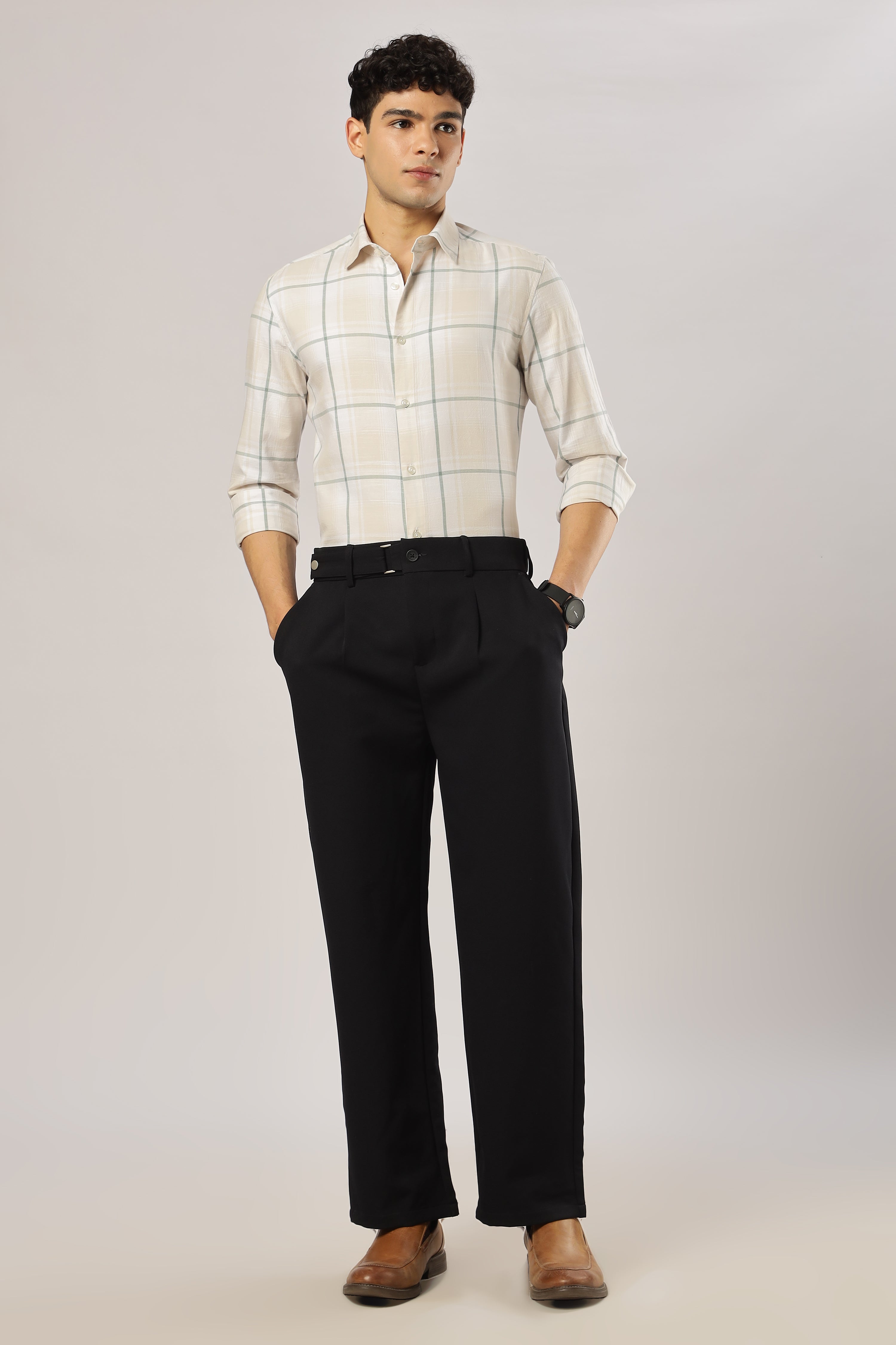 Sage Linen Windowpane Shirt