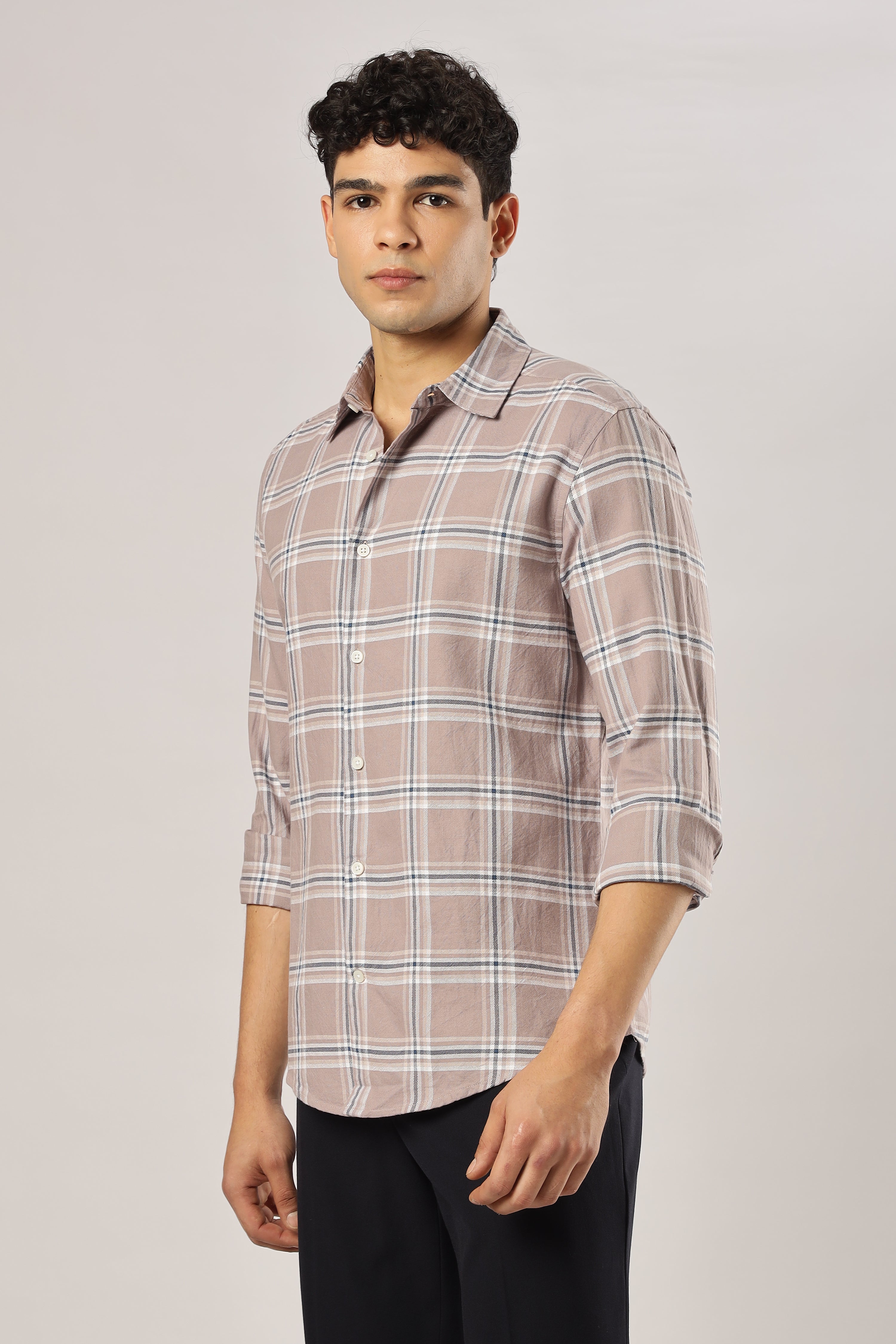 Mauve Grid Checks Shirt
