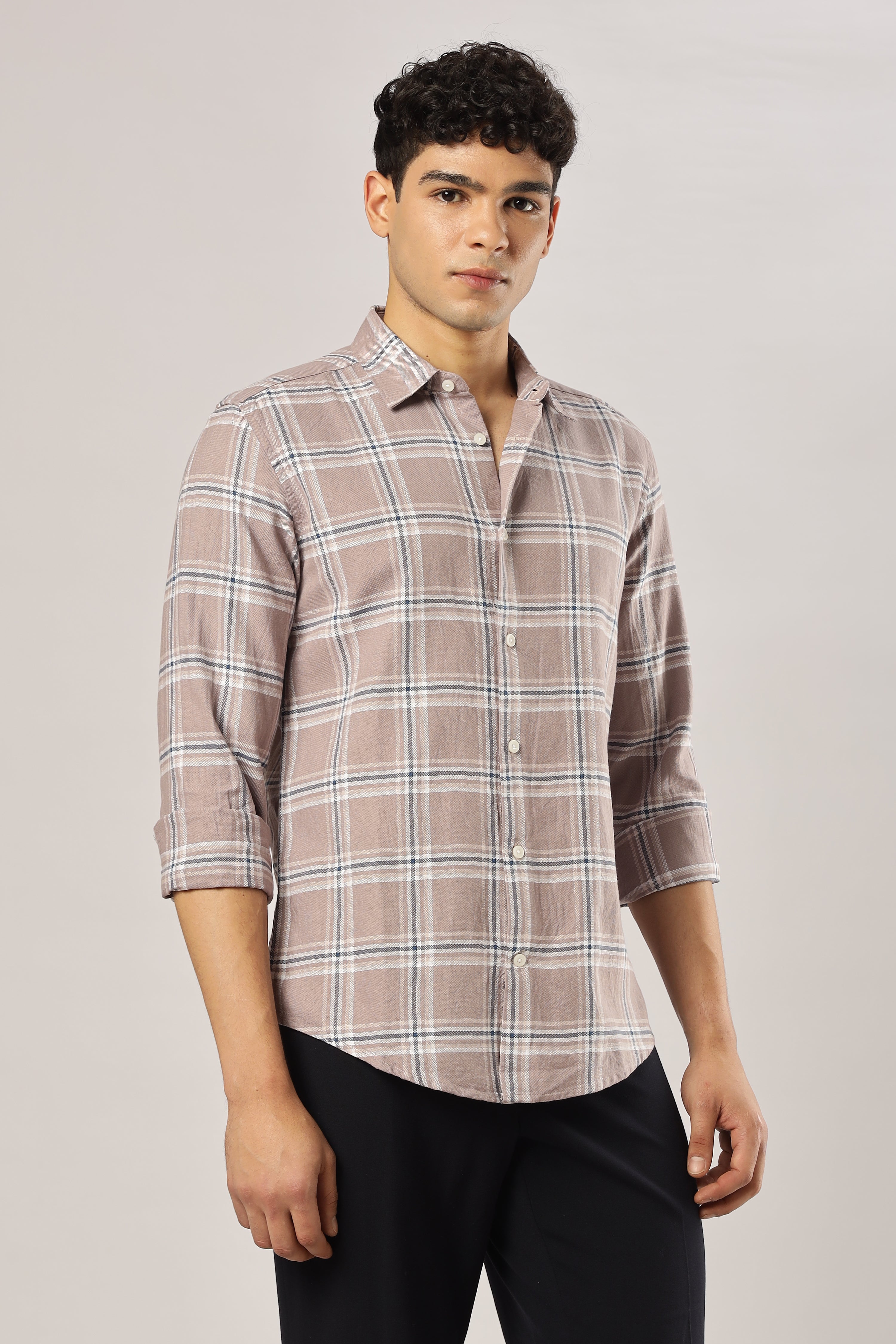 Mauve Grid Checks Shirt