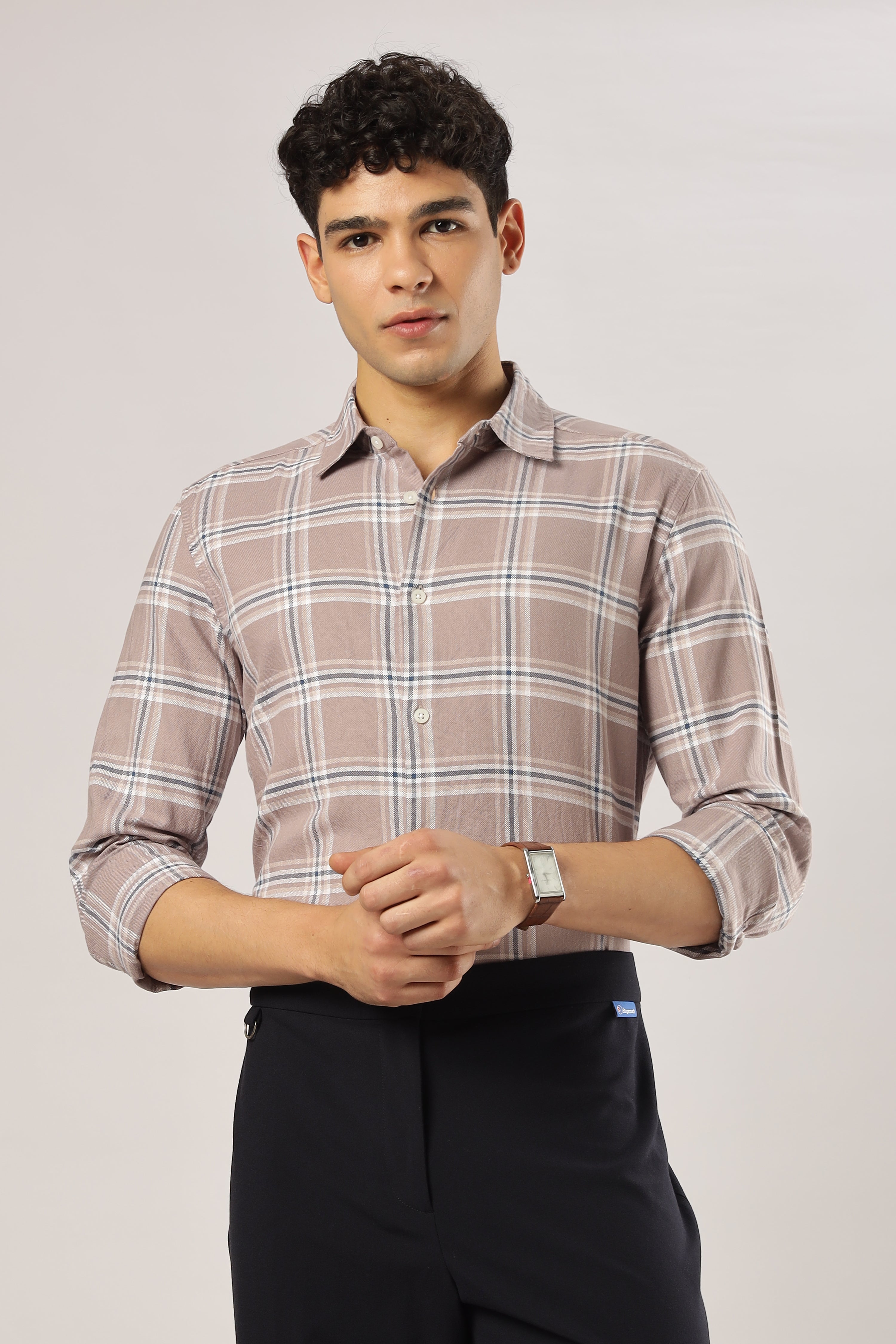 Mauve Grid Checks Shirt
