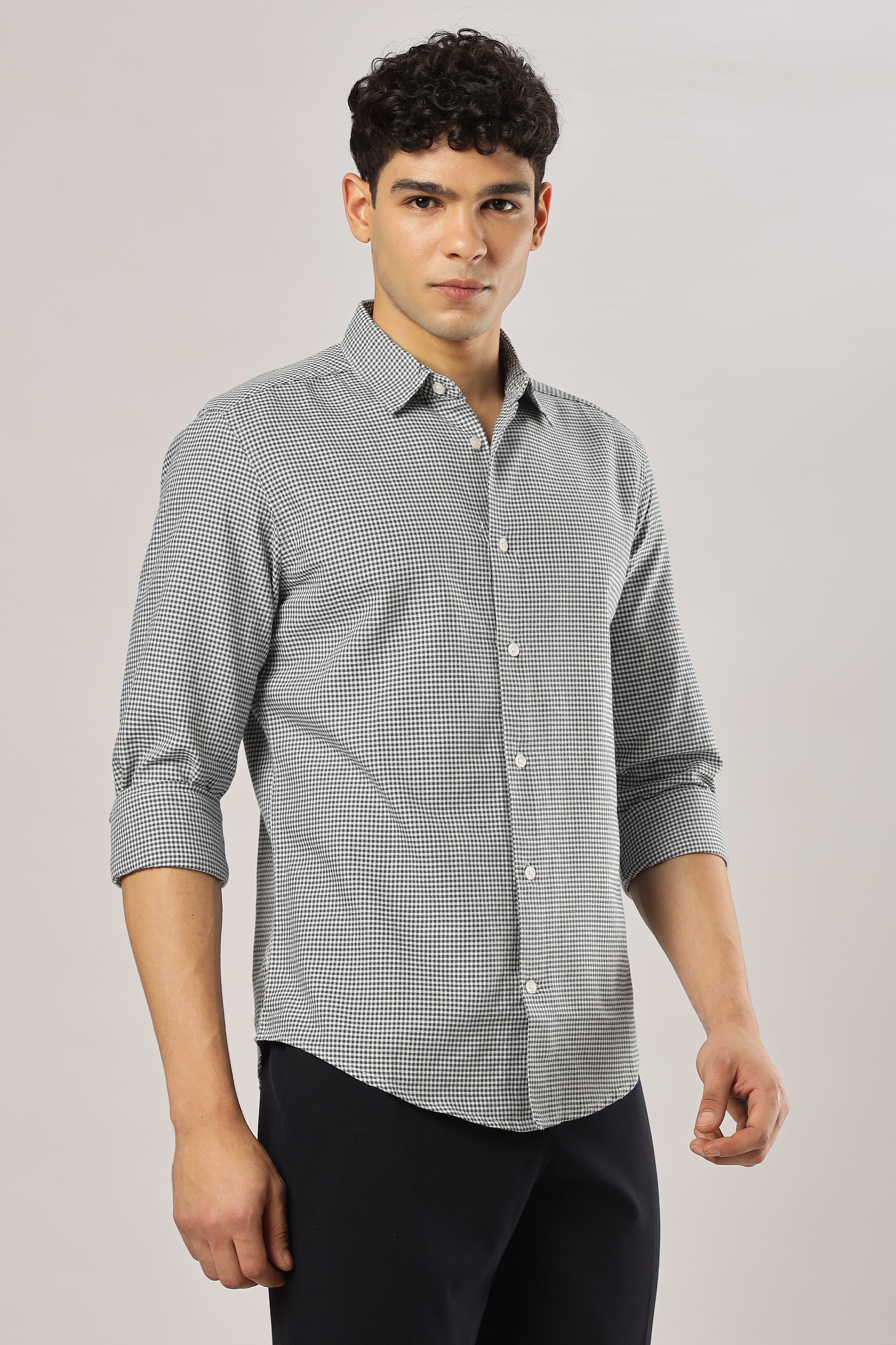 Green Micro Checks Shirt