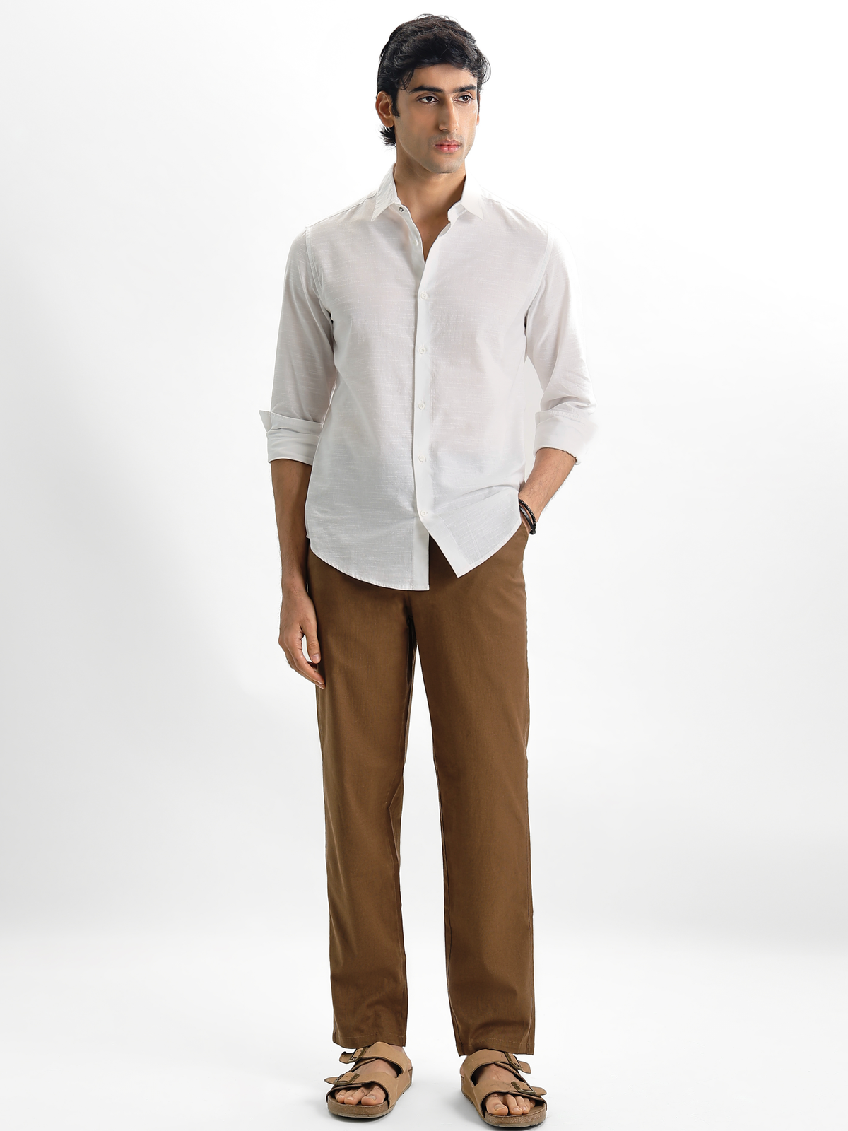 Coffee Brown Linen Trousers