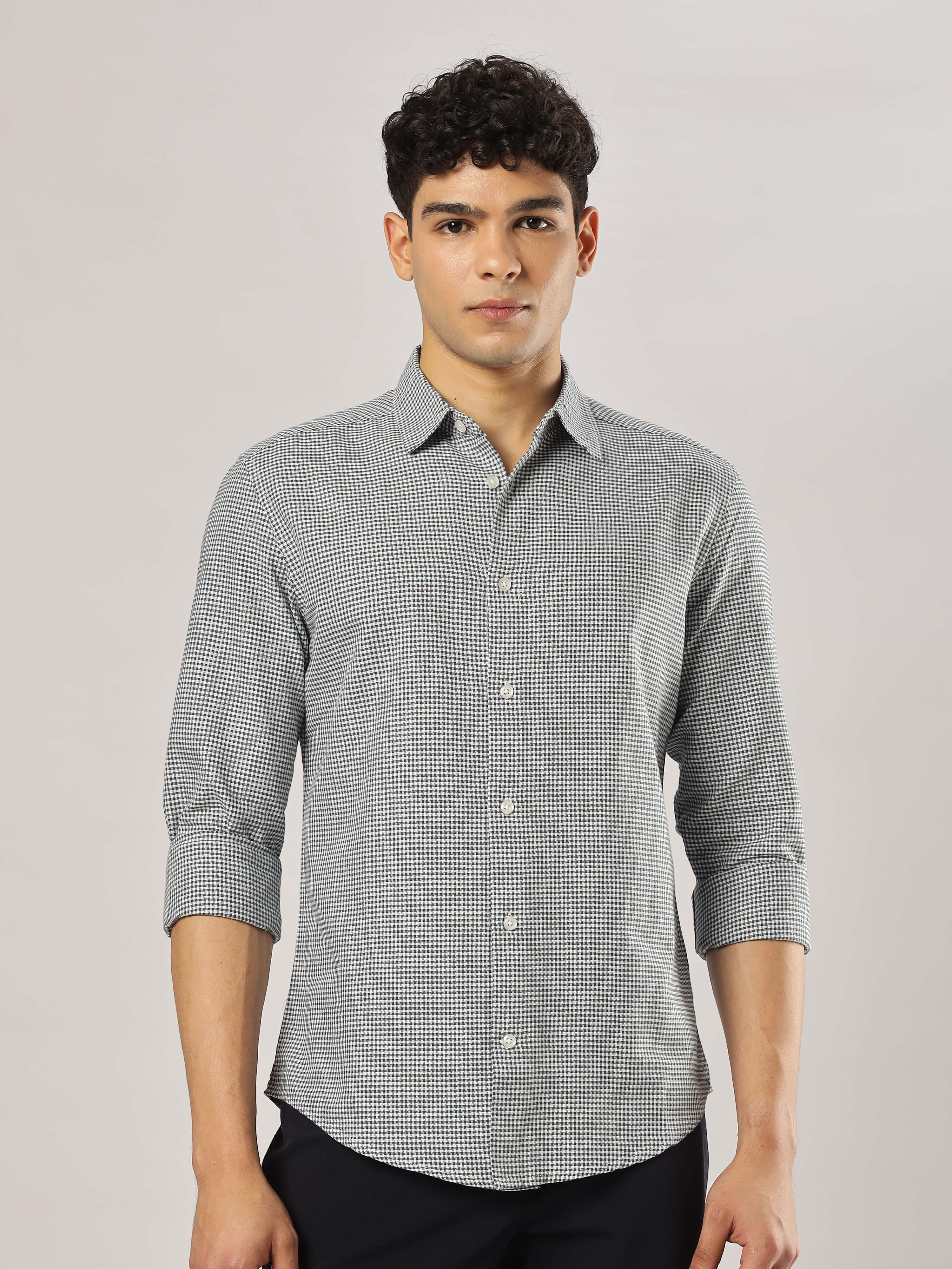 Green Micro Checks Shirt