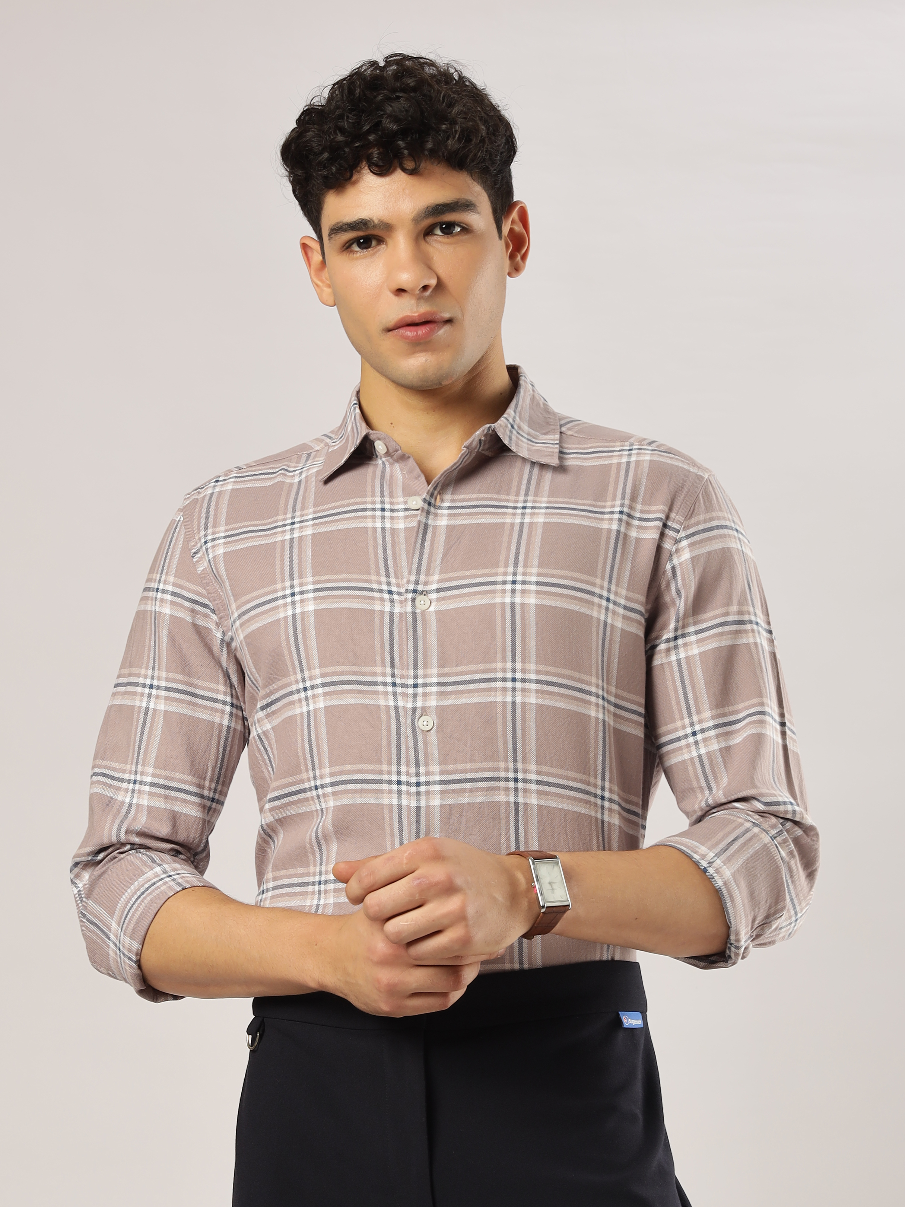 Mauve Grid Checks Shirt