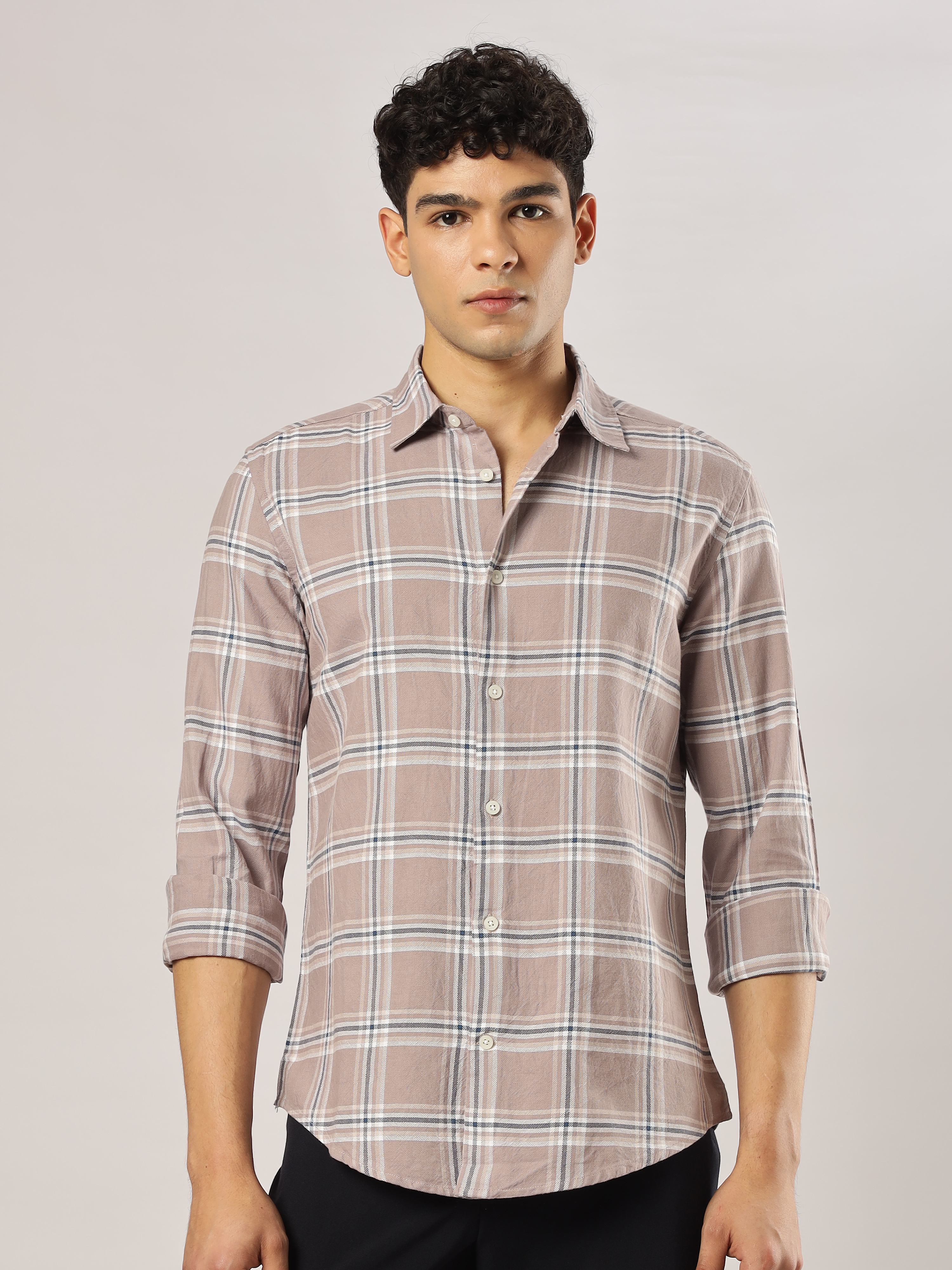 Mauve Grid Checks Shirt
