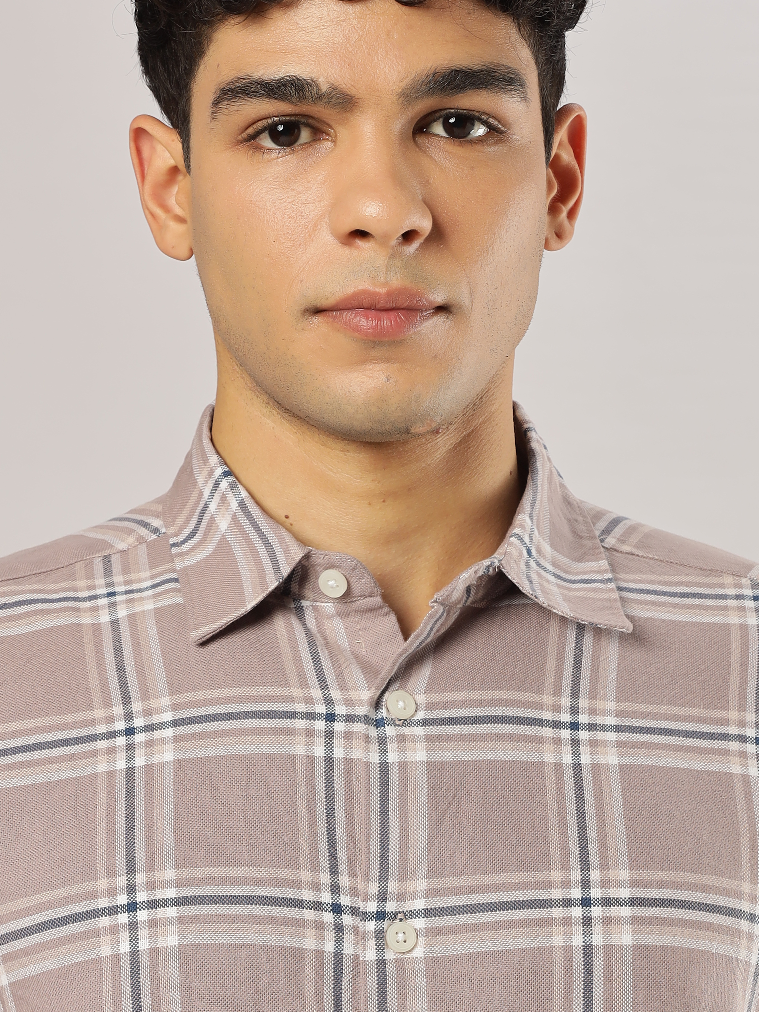 Mauve Grid Checks Shirt