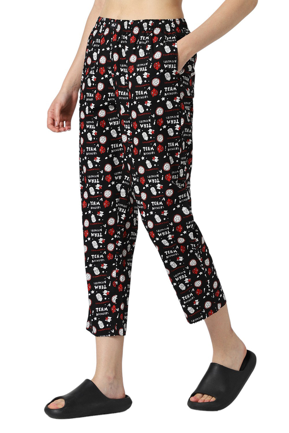 Women's Black Comics Print Pyjama