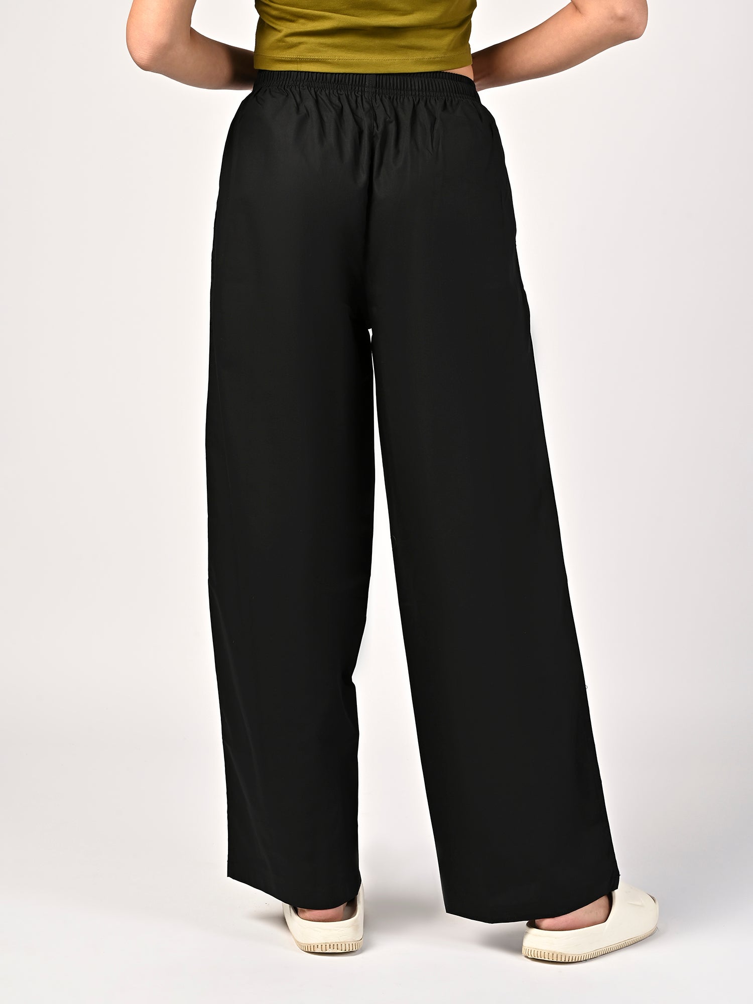 Women's Jet Black Wide Leg Pyjama Pants