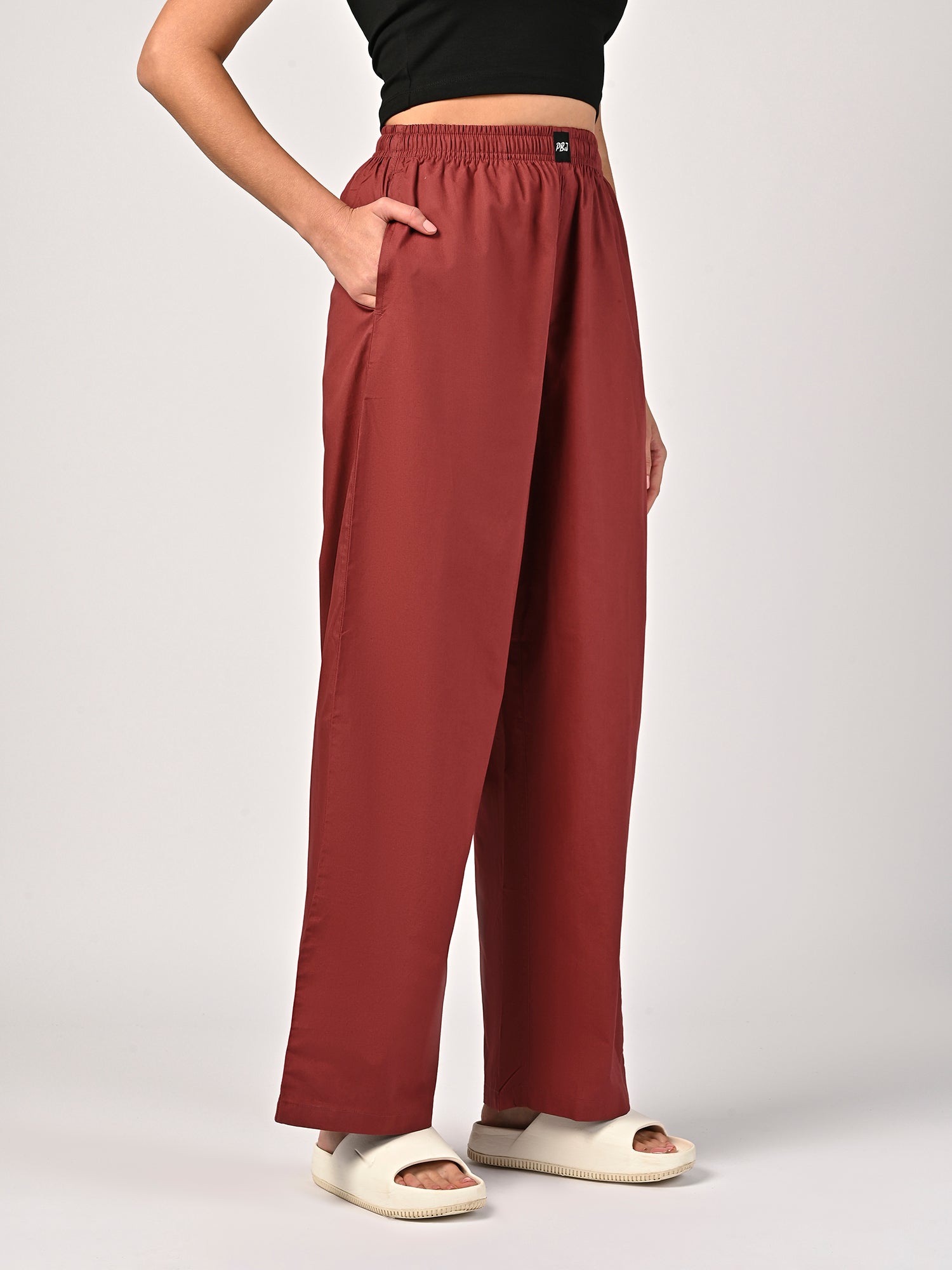 Women's Slumber Maroon Wide Leg Pyjama Pants