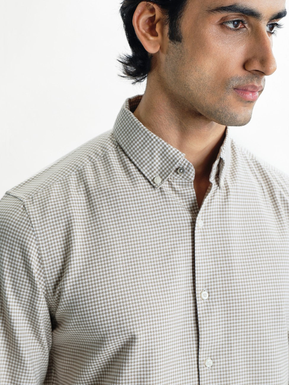 EVARIST- Regular Fit Gingham Checks Cotton Shirt