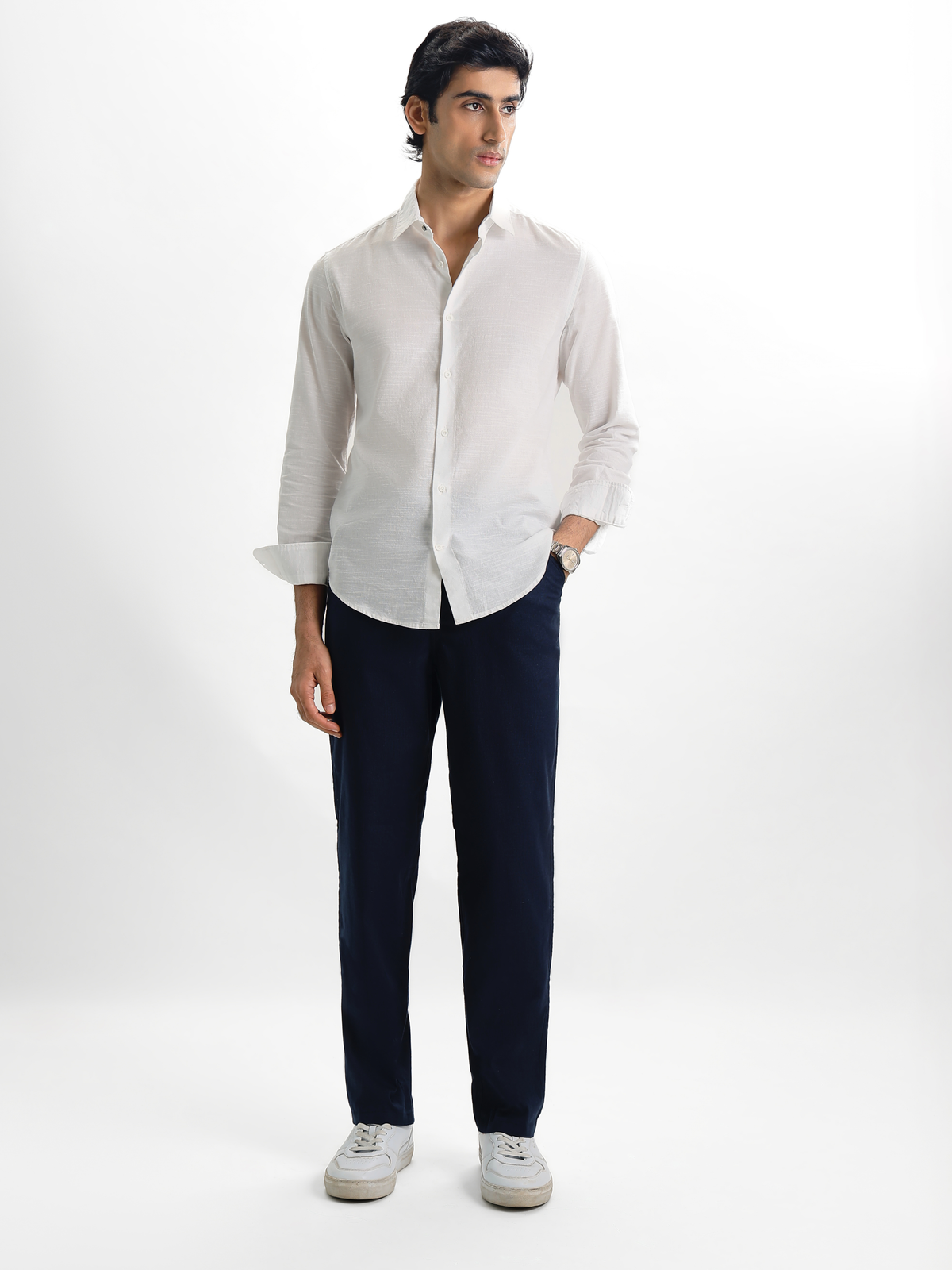 Deep Navy Linen Trousers