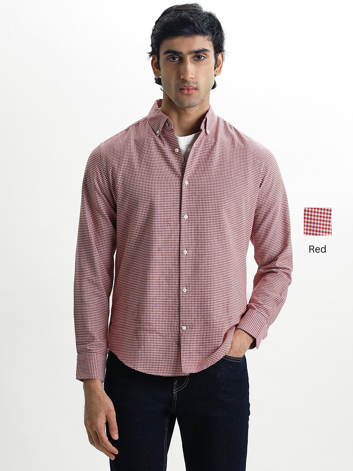 EVARIST- Regular Fit Gingham Checks Cotton Shirt