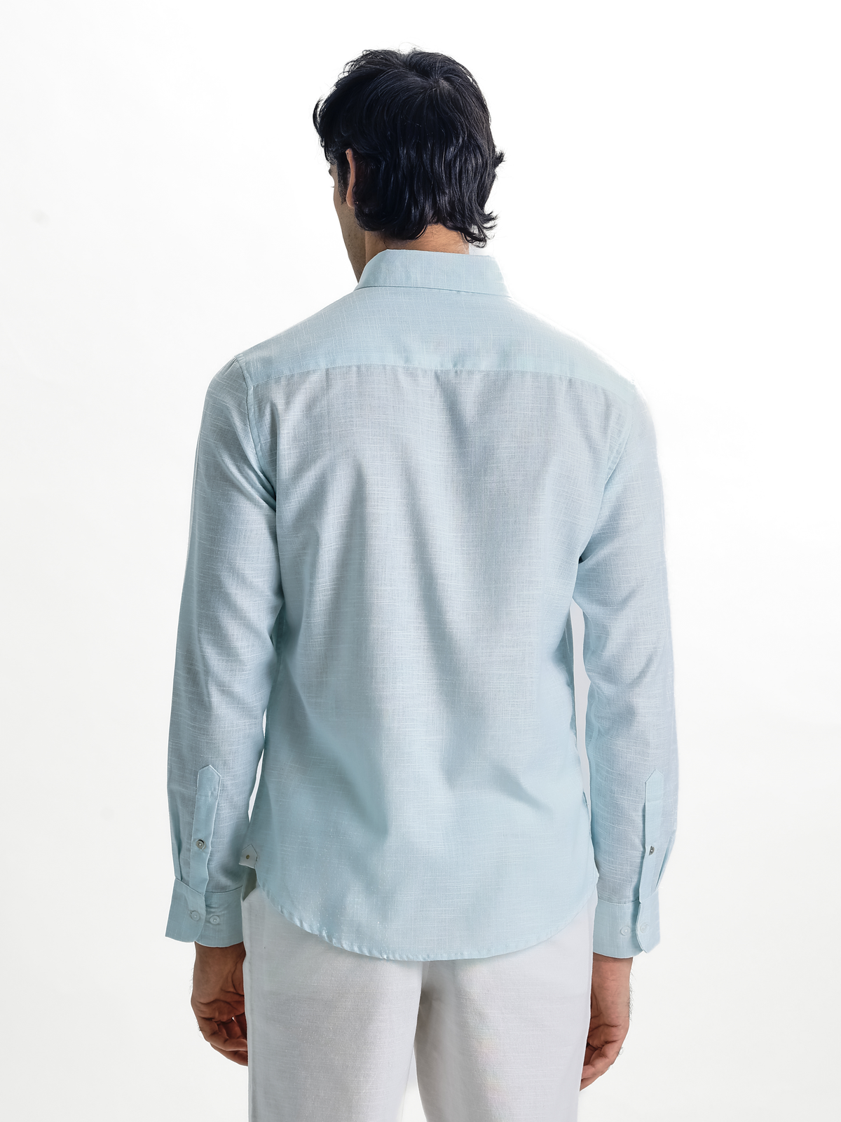 Milo-Aqua Blue Regular Fit Striped Linen Shirt