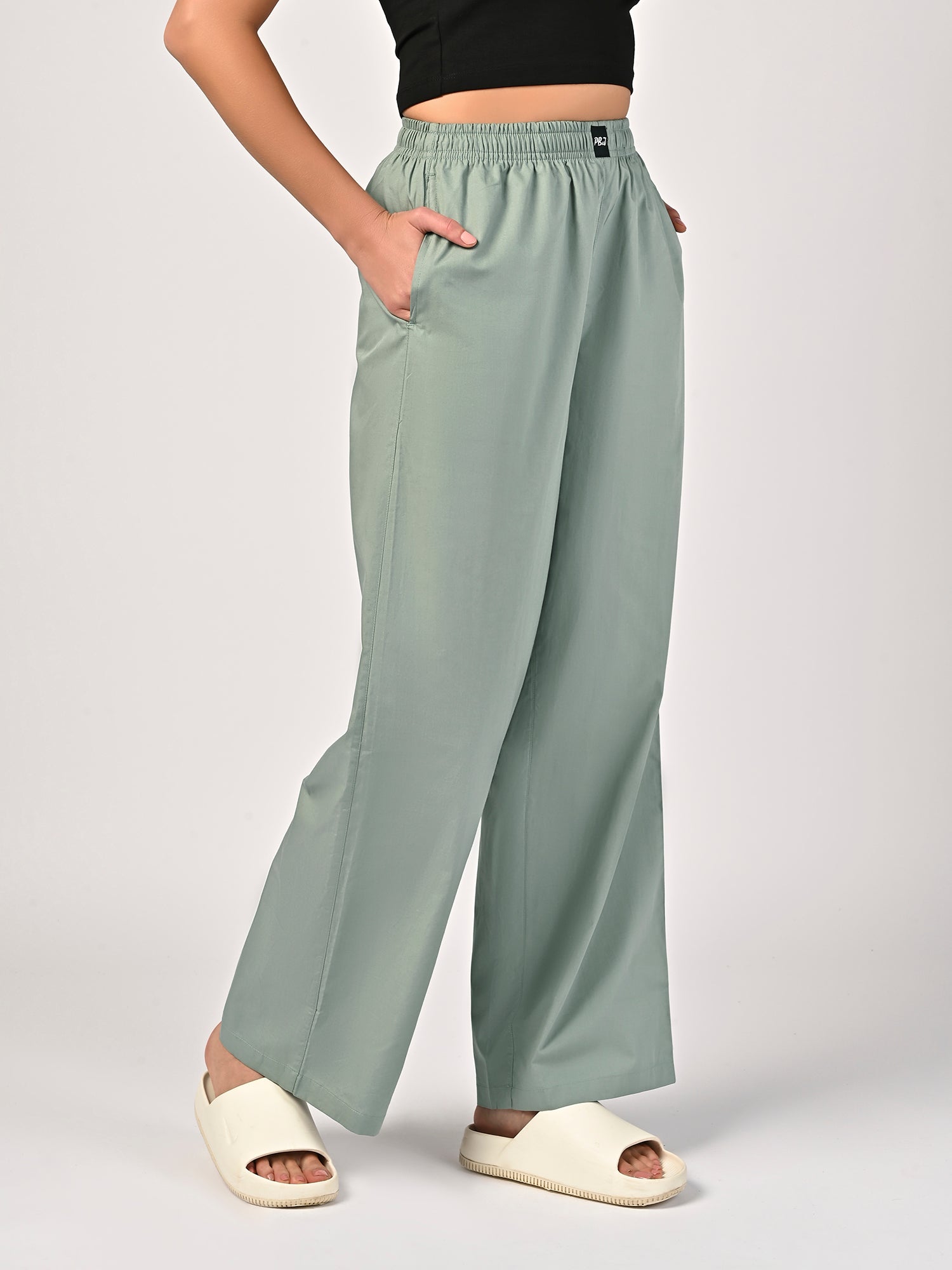 Women's Nap Green Wide Leg Pyjama Pants