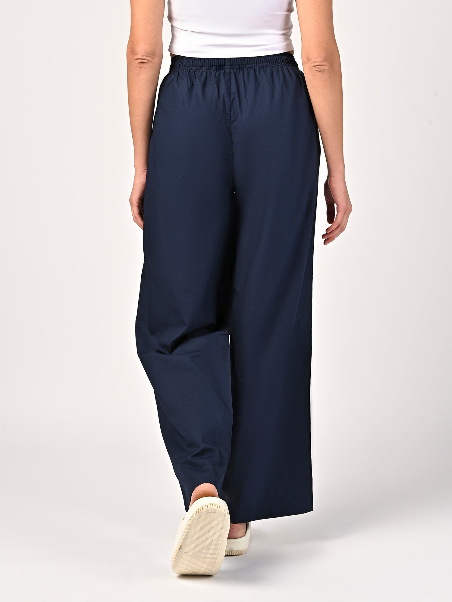 Women's Navy Blue Wide Leg Pyjama Pants