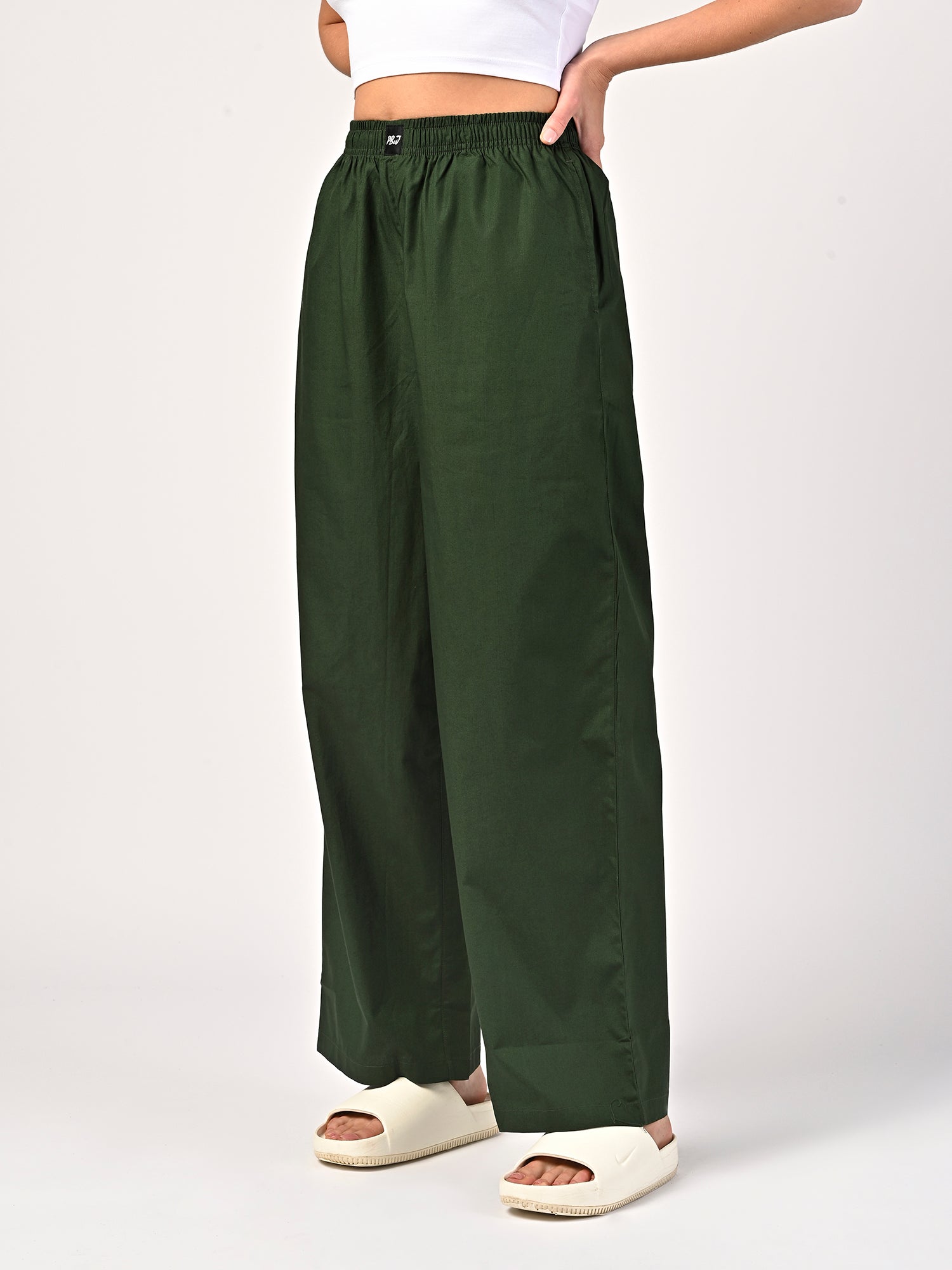 Women's Forest Green Wide Leg Pyjama Pants