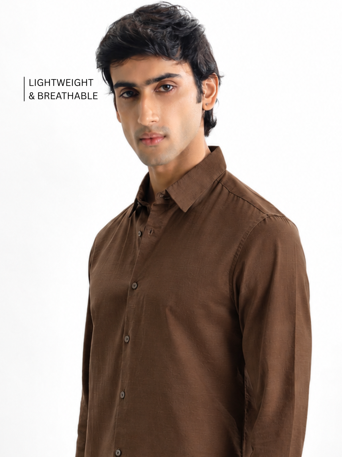 Arlo- Brown Regular Fit Solid Linen Shirt
