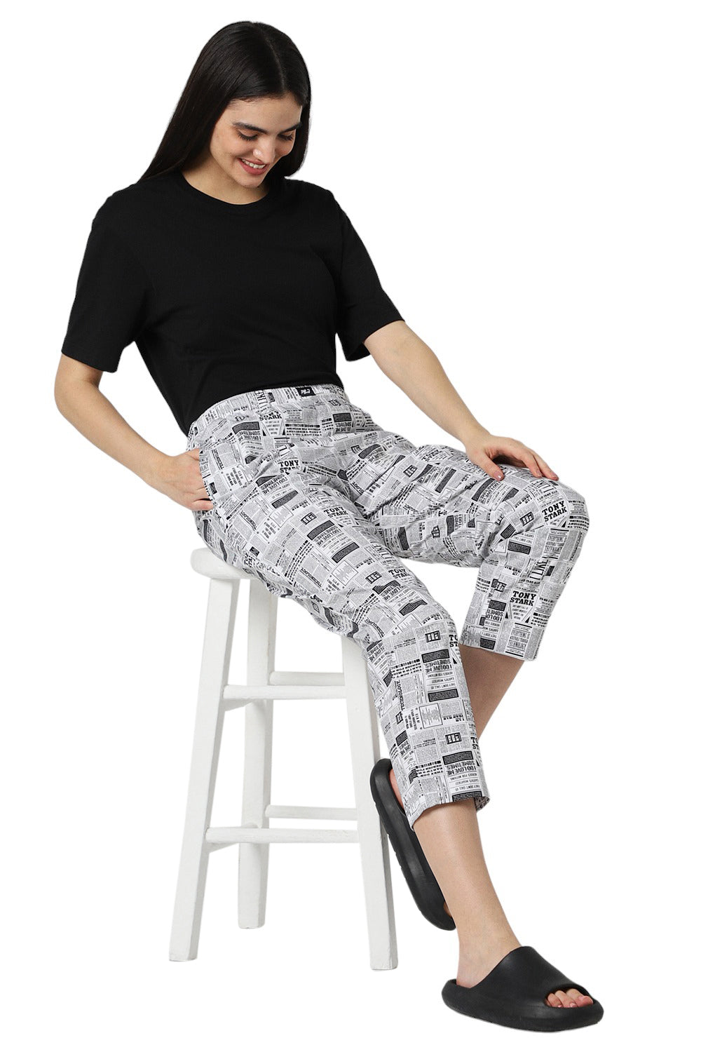 Women's Newspaper Print Pyjama