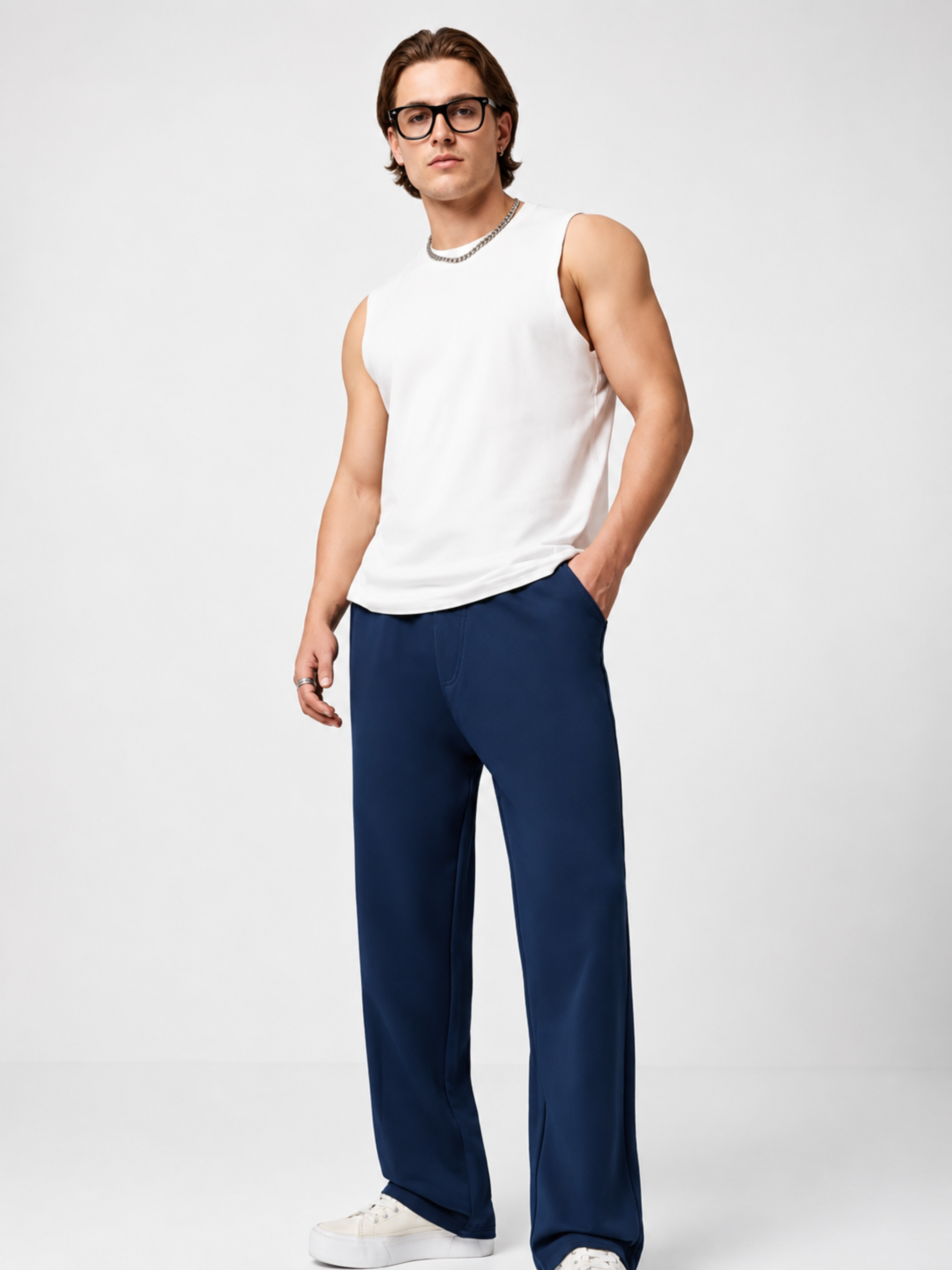 PB&J Men's Korean Fit Joggers – Navy Blue