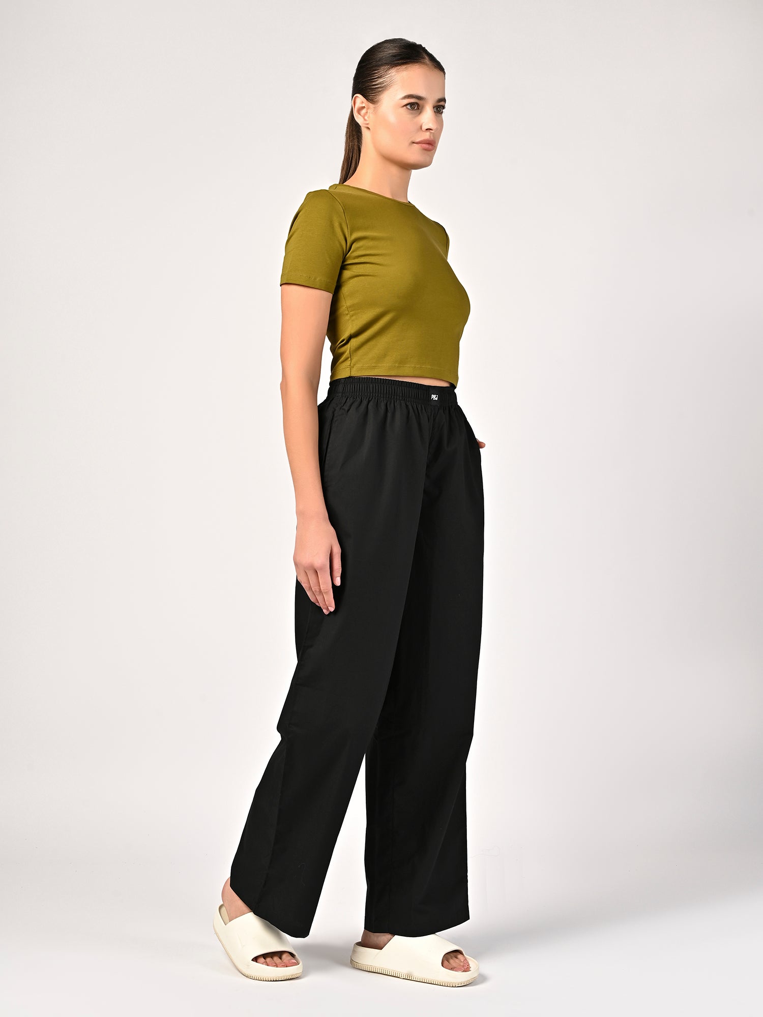 Women's Jet Black Wide Leg Pyjama Pants