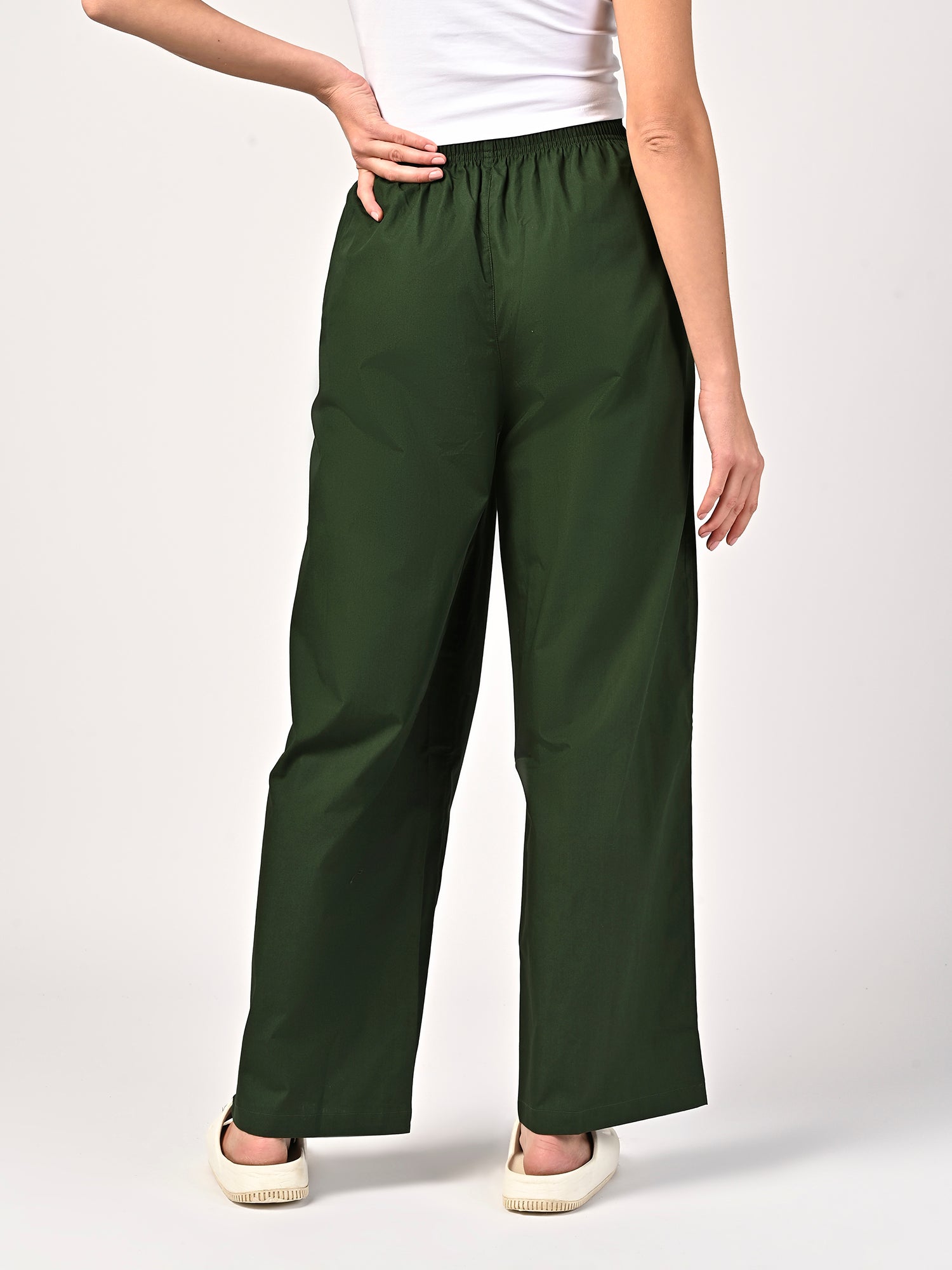 Women's Forest Green Wide Leg Pyjama Pants