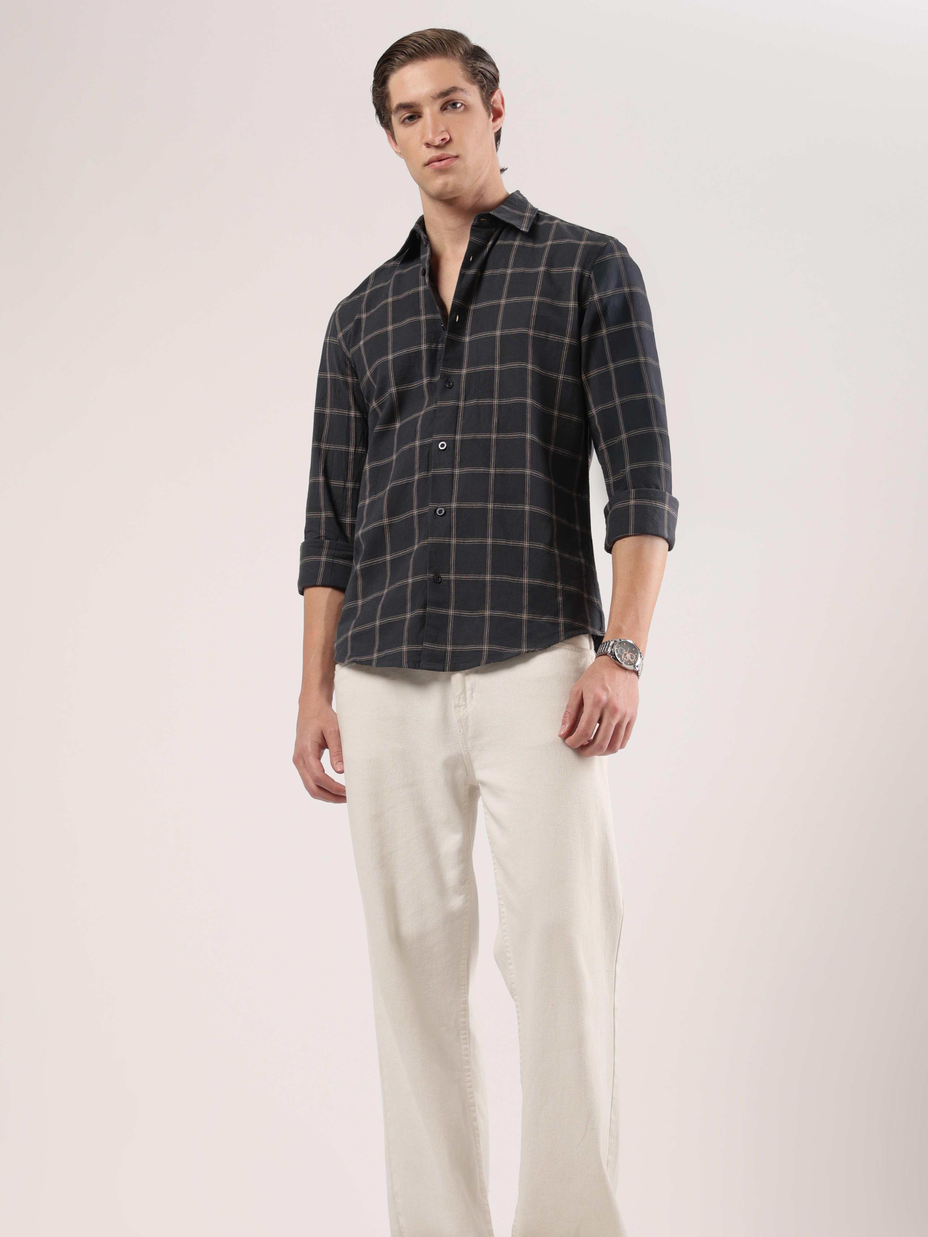 Charcoal Mustard Grid Shirt