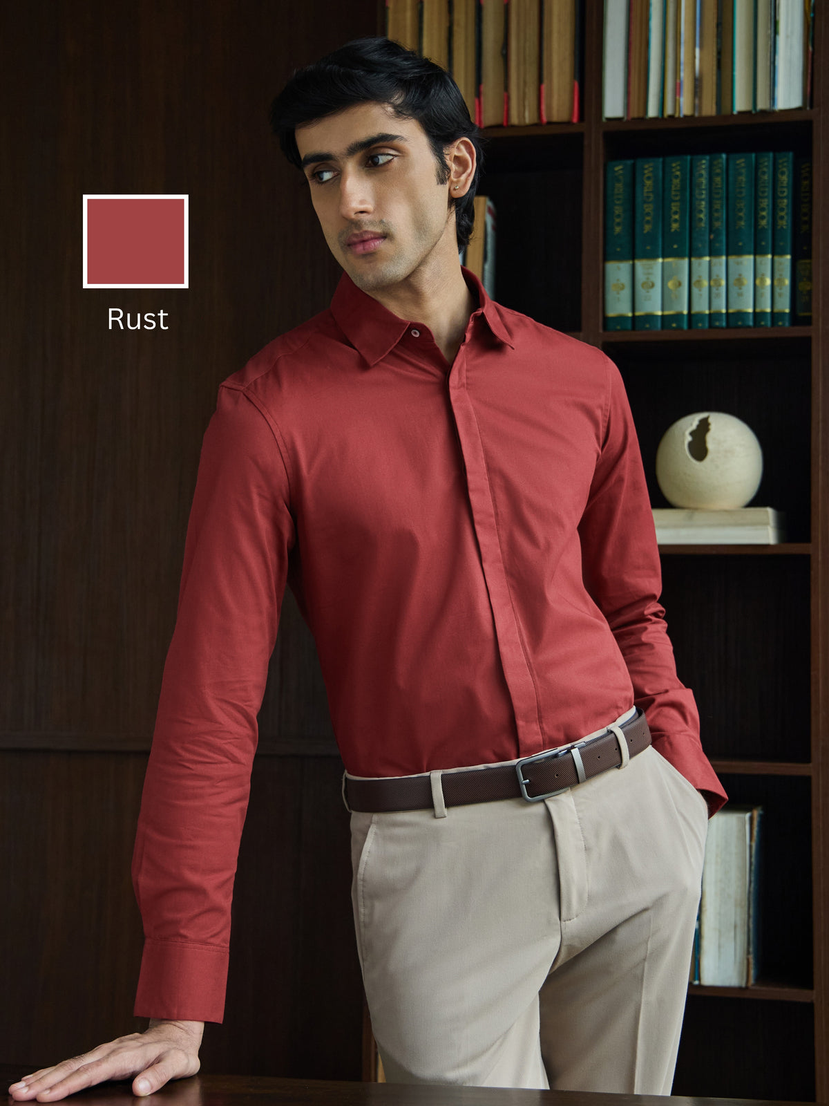 VINCENT-Regular Concealed Placket Cotton Shirt