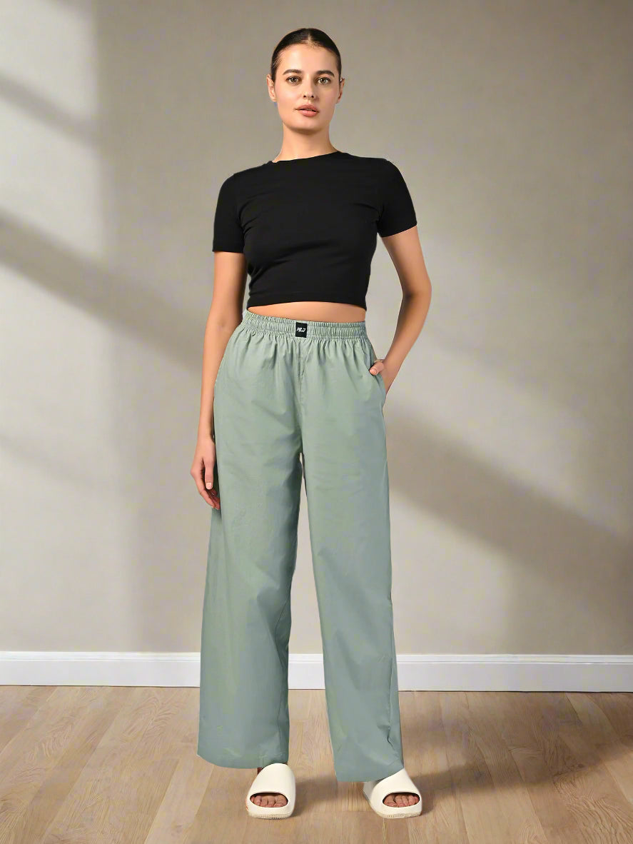Women's Nap Green Wide Leg Pyjama Pants
