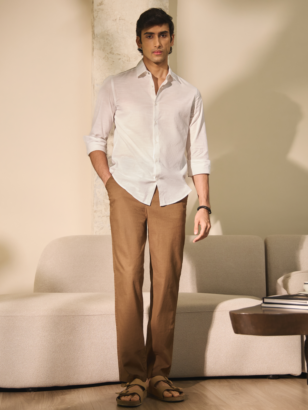 Coffee Brown Linen Trousers