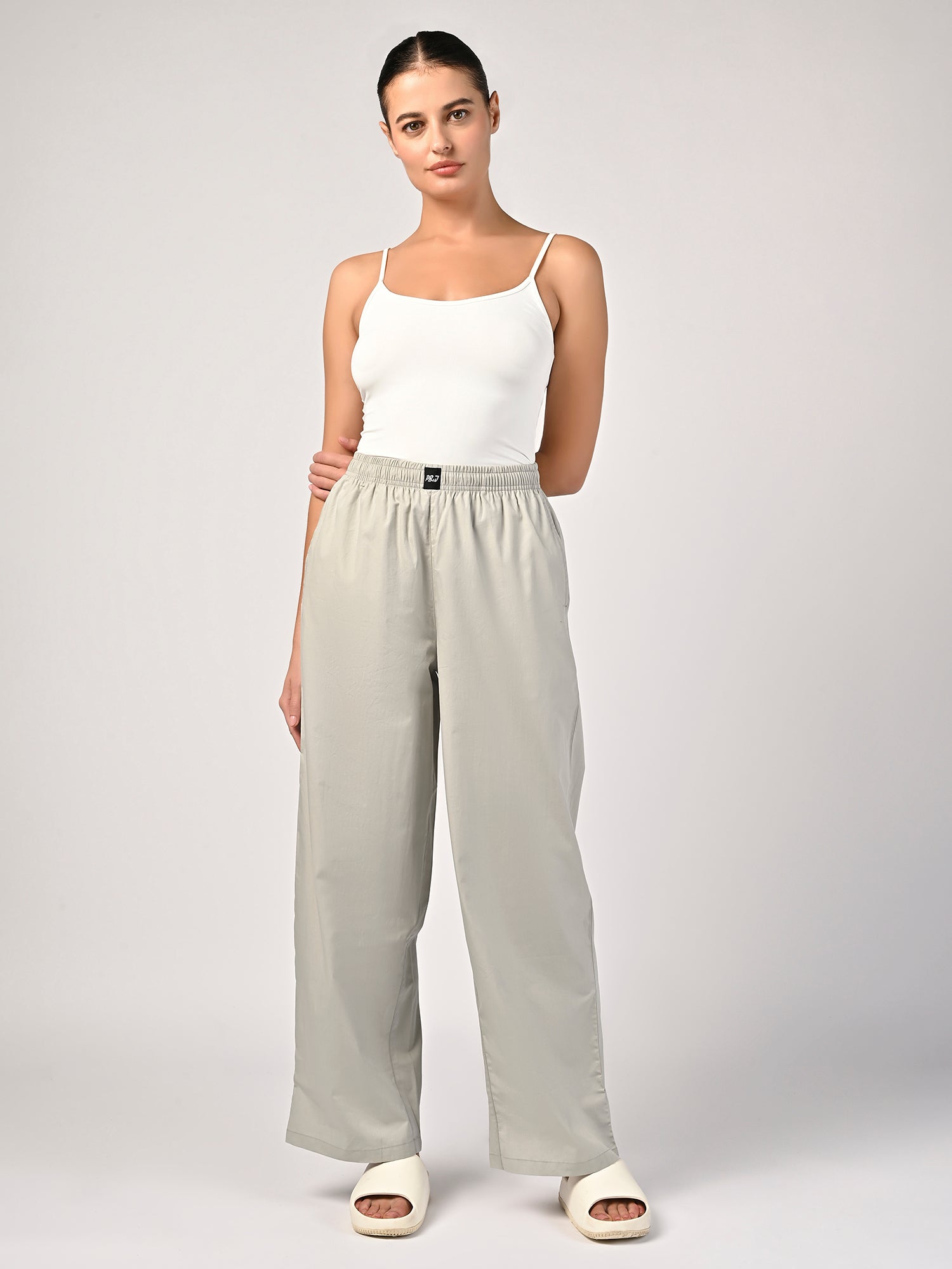 Women's Light Grey Wide Leg Pyjama Pants