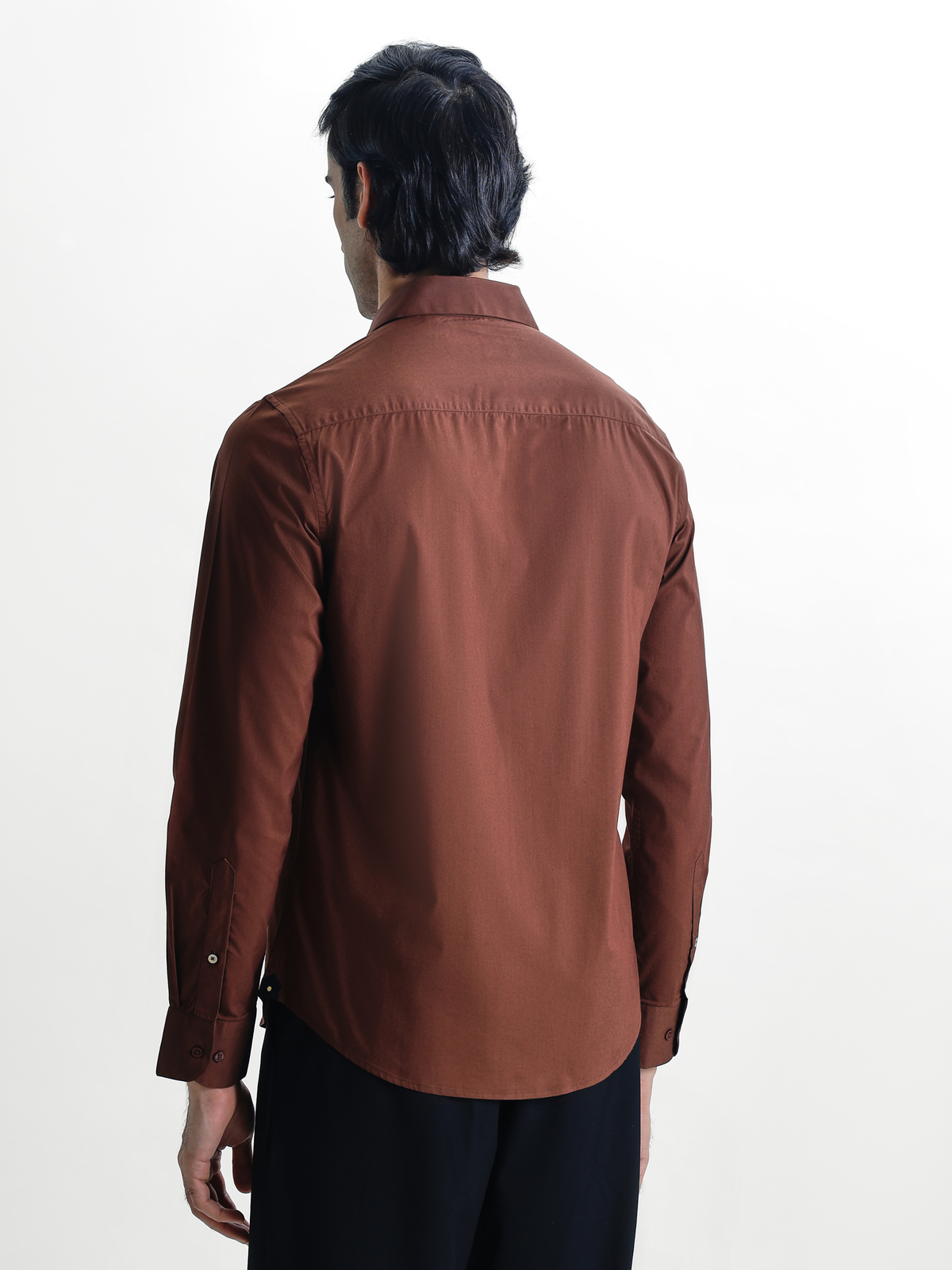 SANTINO- Brown Regular Fit Poplin Lycra Shirt