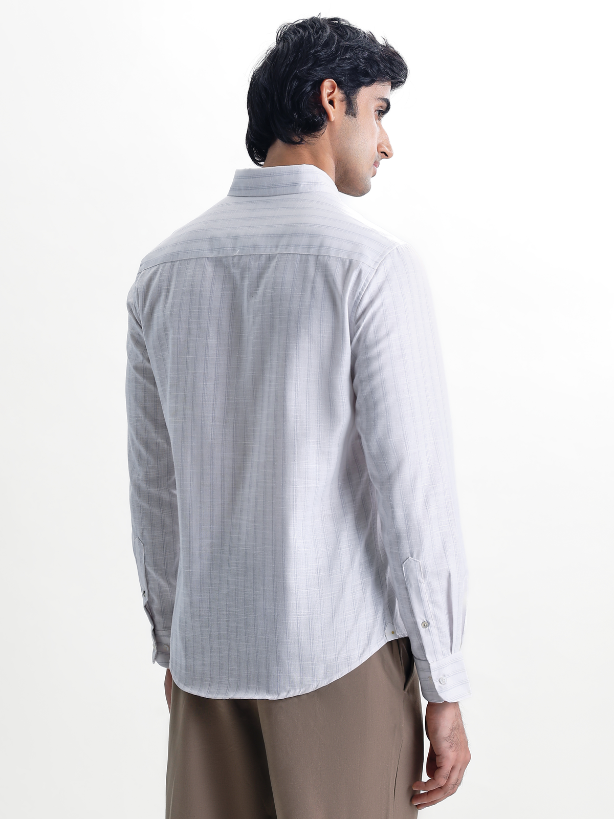 Zeno-White Multicolour Regular Fit Striped Linen Shirt