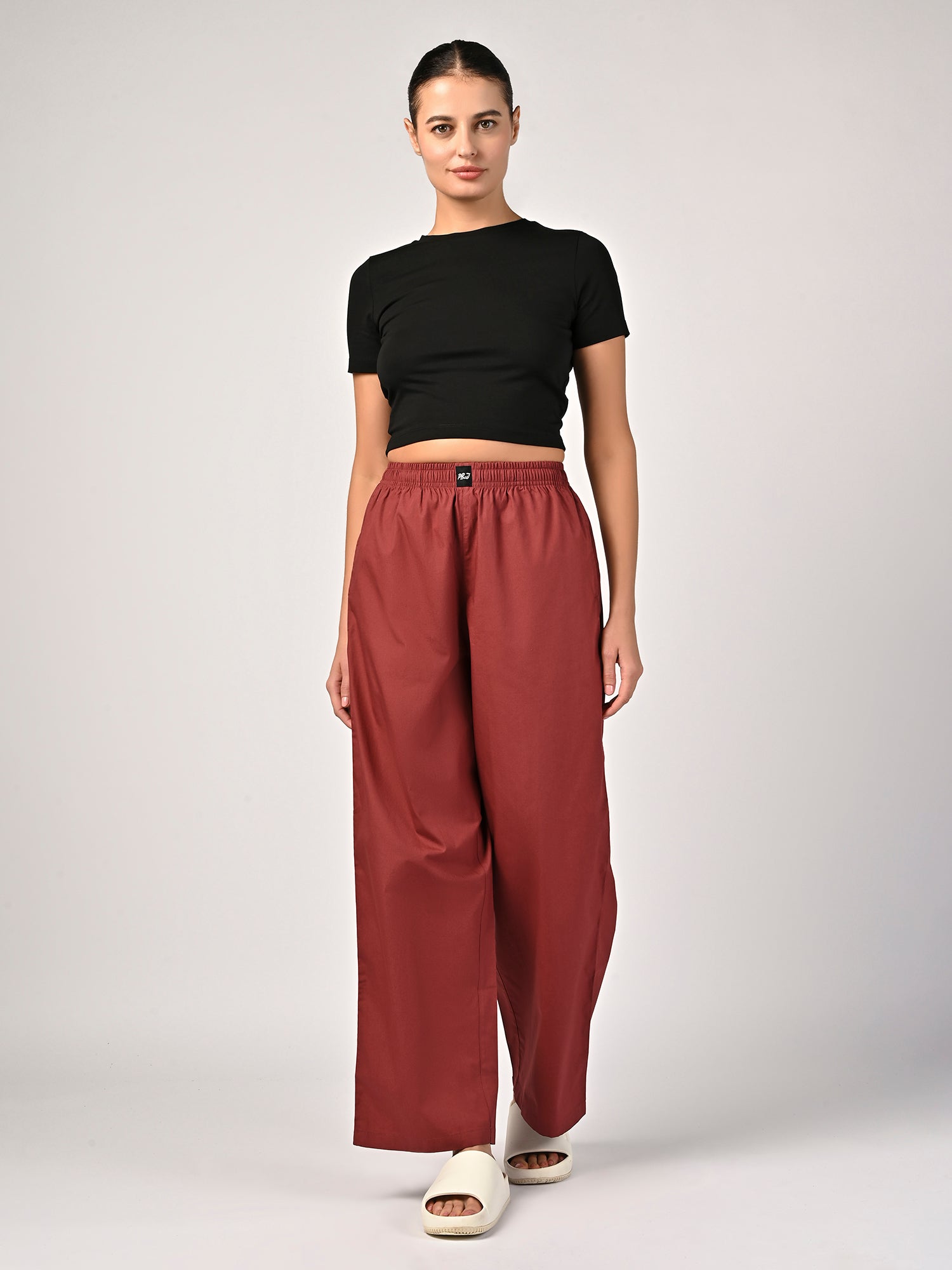 Women's Slumber Maroon Wide Leg Pyjama Pants
