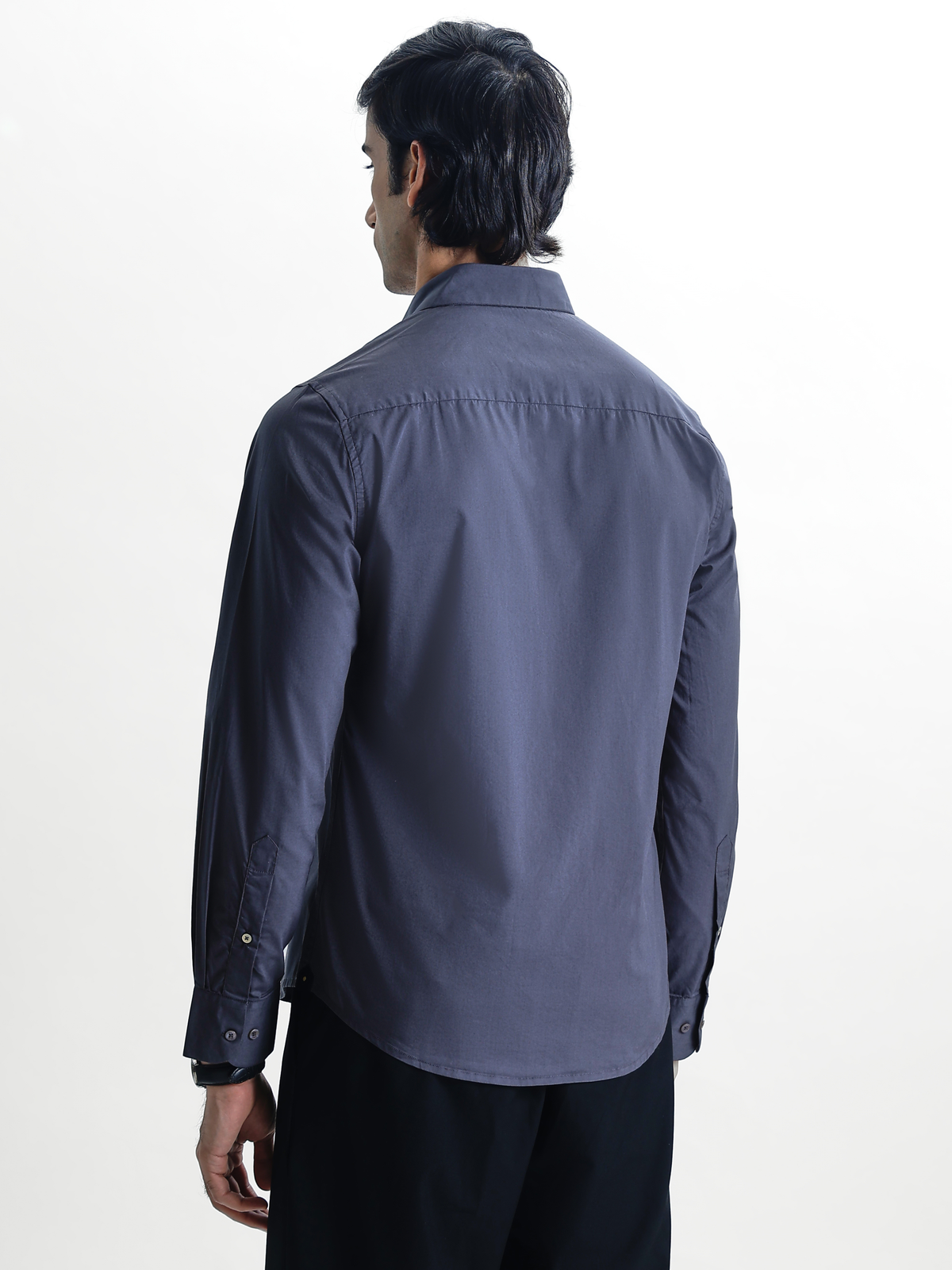 SANTINO-Grey Regular Fit Poplin Lycra Shirt
