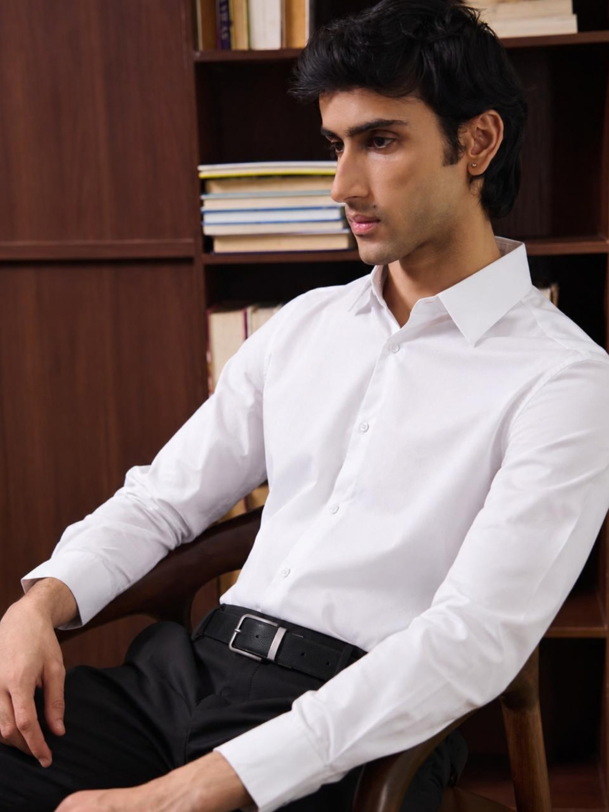 SANTINO- White Regular Fit Poplin Lycra Shirt