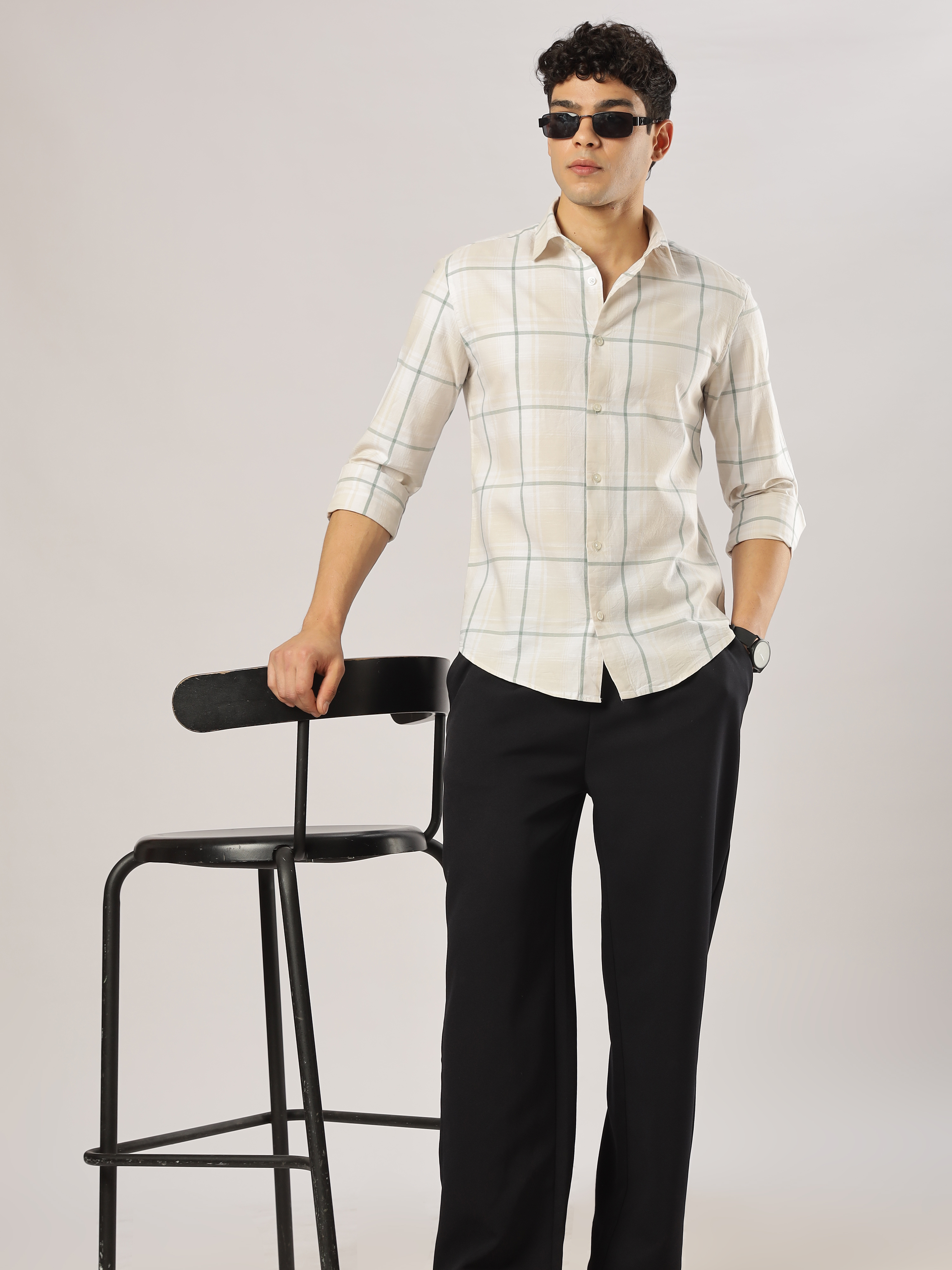 Sage Linen Windowpane Shirt