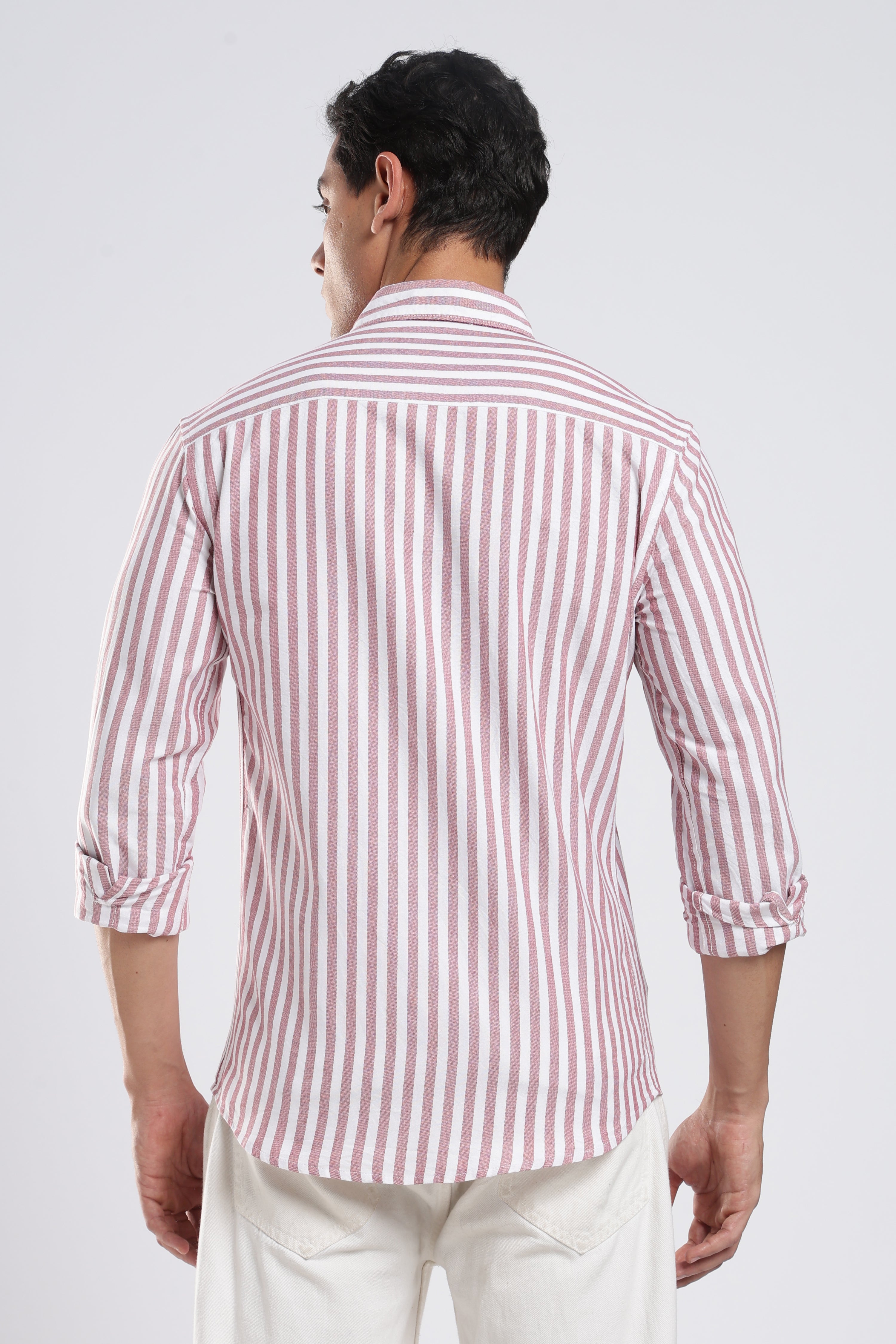 Maroon Crest Stripes Shirt